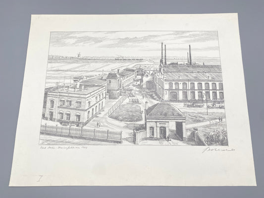 HEINZ WEHLISCH WERK BERLIN MARIENFELDE UM 1907 ORIGINAL ZEICHNUNG HANDSIGNIERT