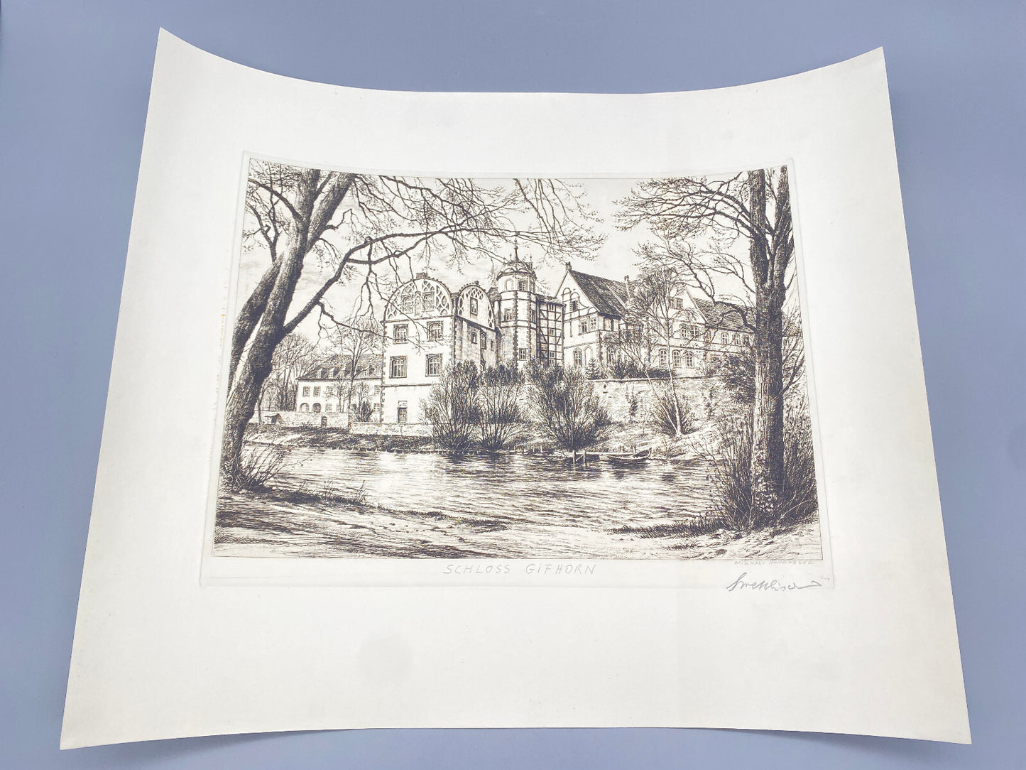 DEUTSCHER KÜNSTLER HEINZ WEHLISCH SCHLOSS GIFHORN RADIERUNG HANDSIGNIERT