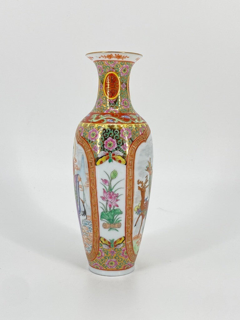 * VASE CHINA PORZELLAN ZHONGGUO ZHI ZAO CHINESISCH HANDBEMALT GOLD