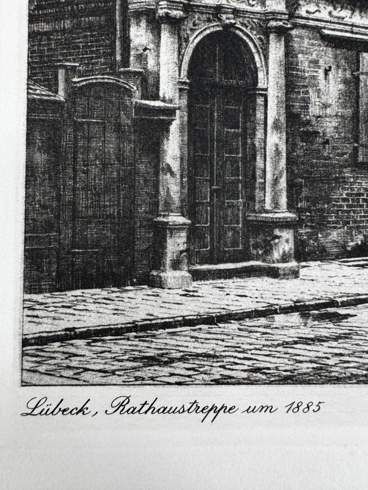 * HEINZ WEHLISCH ORIGINAL RADIERUNG LÜBECK RATHAUSTREPPE UM 1885