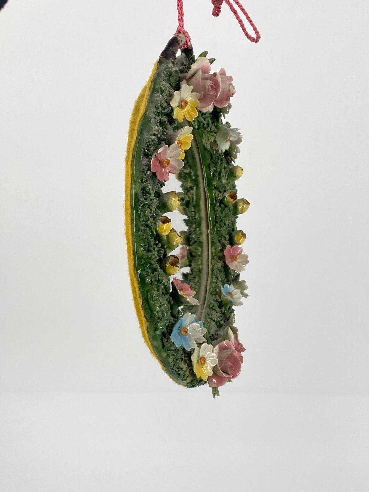 * KLEINER SPIEGEL OVAL PORZELLAN ROSEN BLÜTEN PRINZESSIN VINTAGE