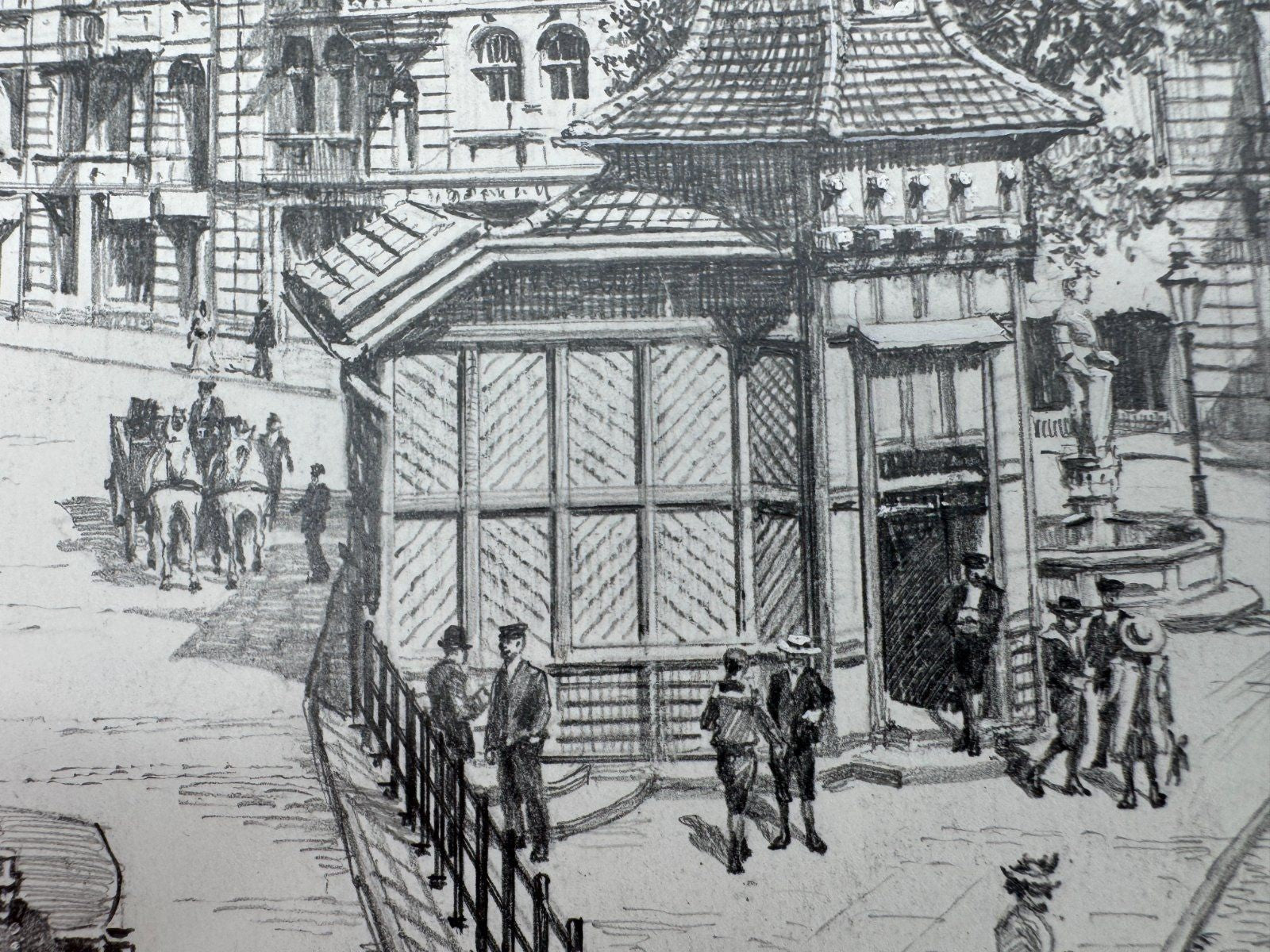* HEINZ WEHLISCH ZEICHNUNG PFORZHEIM LEOPOLDPLATZ 1903 ANSICHT SIGNIERT