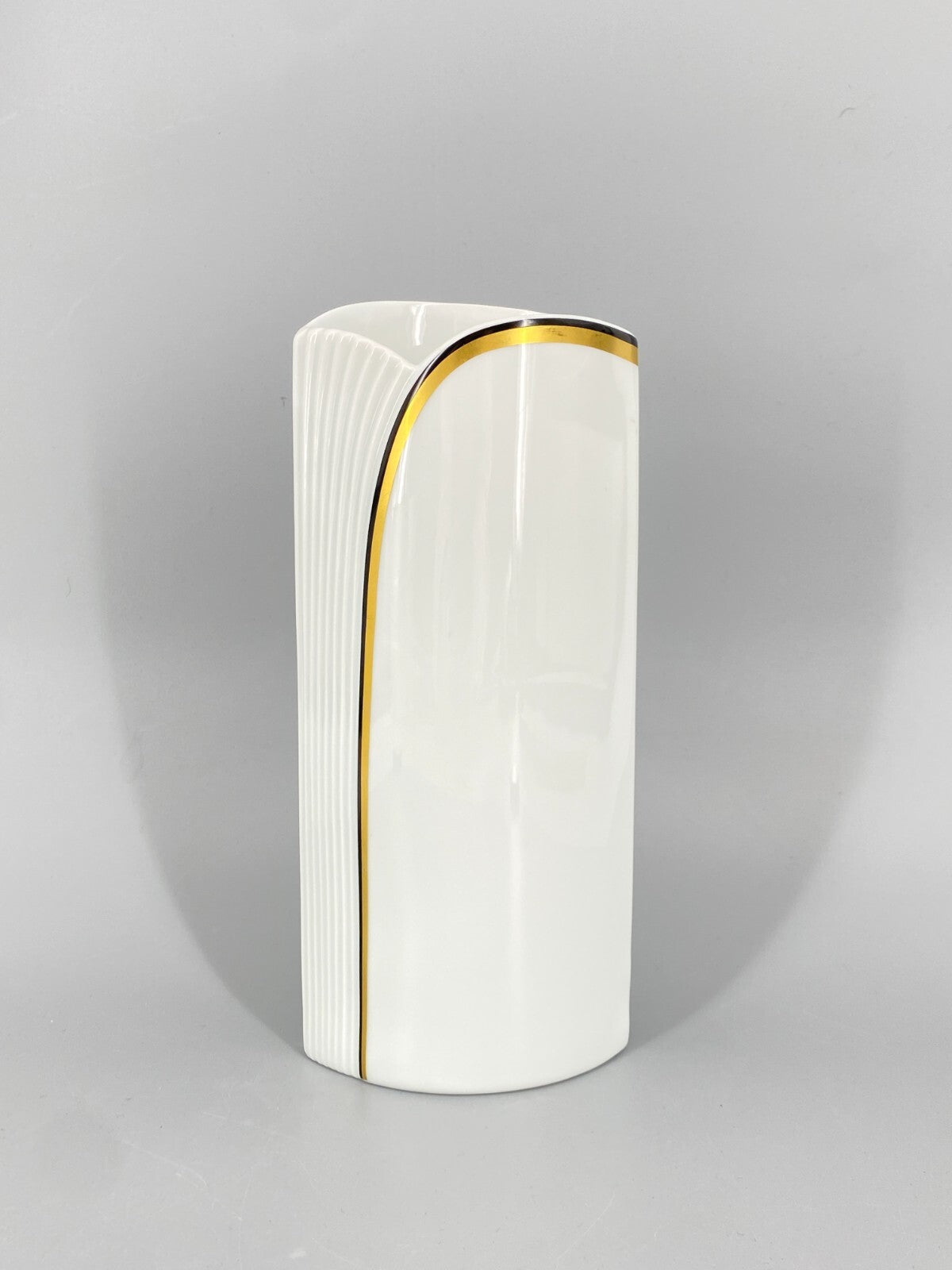 * VASE AK KAISER ALBOTH NOSSEK ART DECO DESIGN WEIß SCHWARZ GOLD VINTAGE