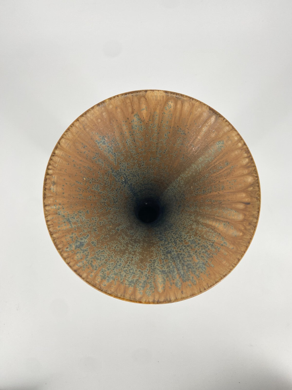 * STUDIO KERAMIK HELMUT SCHWABE VASE BLAU BRAUN KONKAV 30 CM VINTAGE