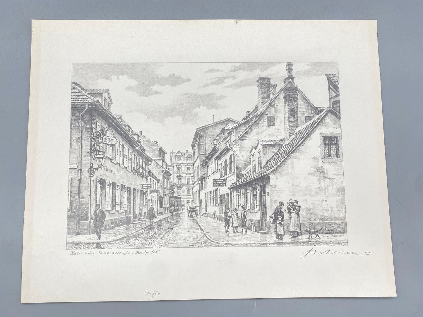 HEINZ WEHLISCH  3X ZEICHNUNGEN KARLSRUHE ETTLINGER TOR STÄNDEHAUS ORIGINAL