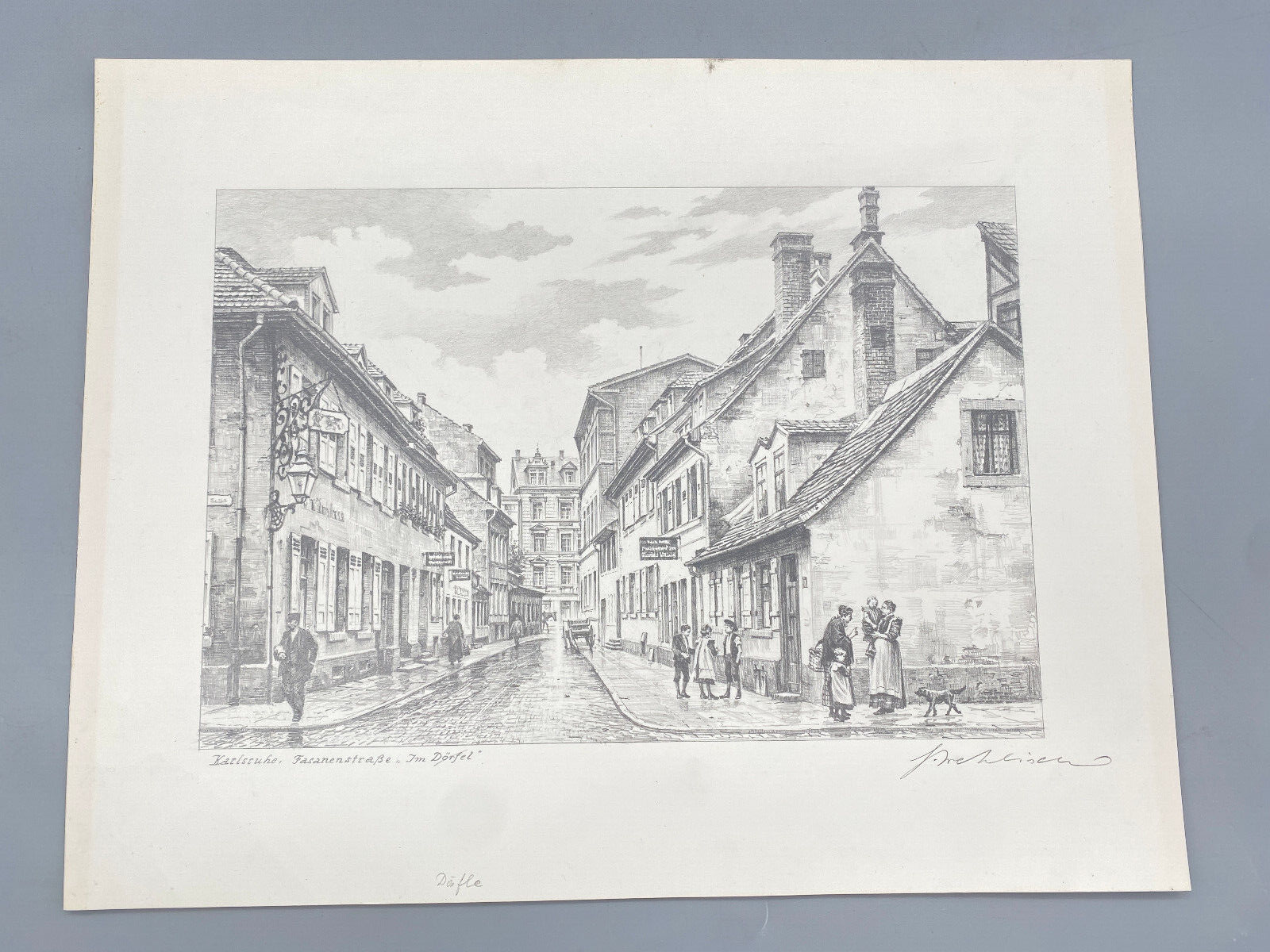 HEINZ WEHLISCH  3X ZEICHNUNGEN KARLSRUHE ETTLINGER TOR STÄNDEHAUS ORIGINAL