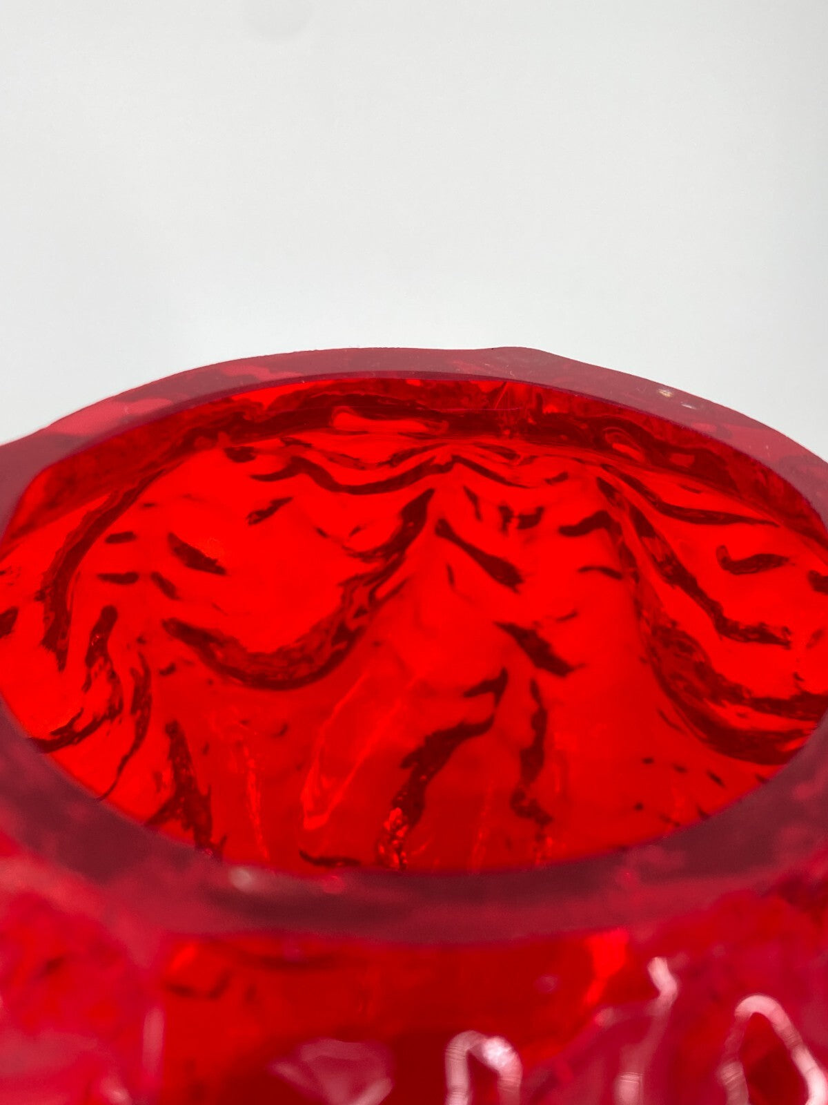 * VASE INGRID GLAS KUGEL KUGELVASE 60ER EISGLAS ROT VINTAGE