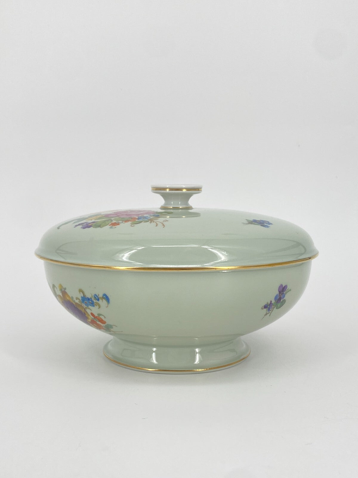 * ROSENTHAL SELB PORZELLAN DECKELDOSE VASEN SELADON GRÜN BLUMEN VINTAGE