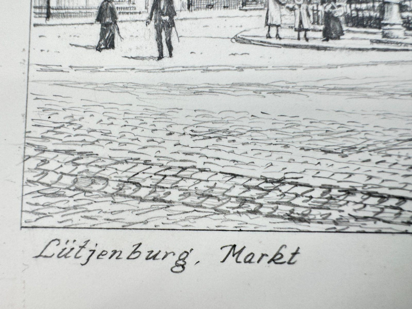 * HEINZ WEHLISCH ZEICHNUNG LÜTJENBURG MARKT UM 1912 ANSICHT SIGNI