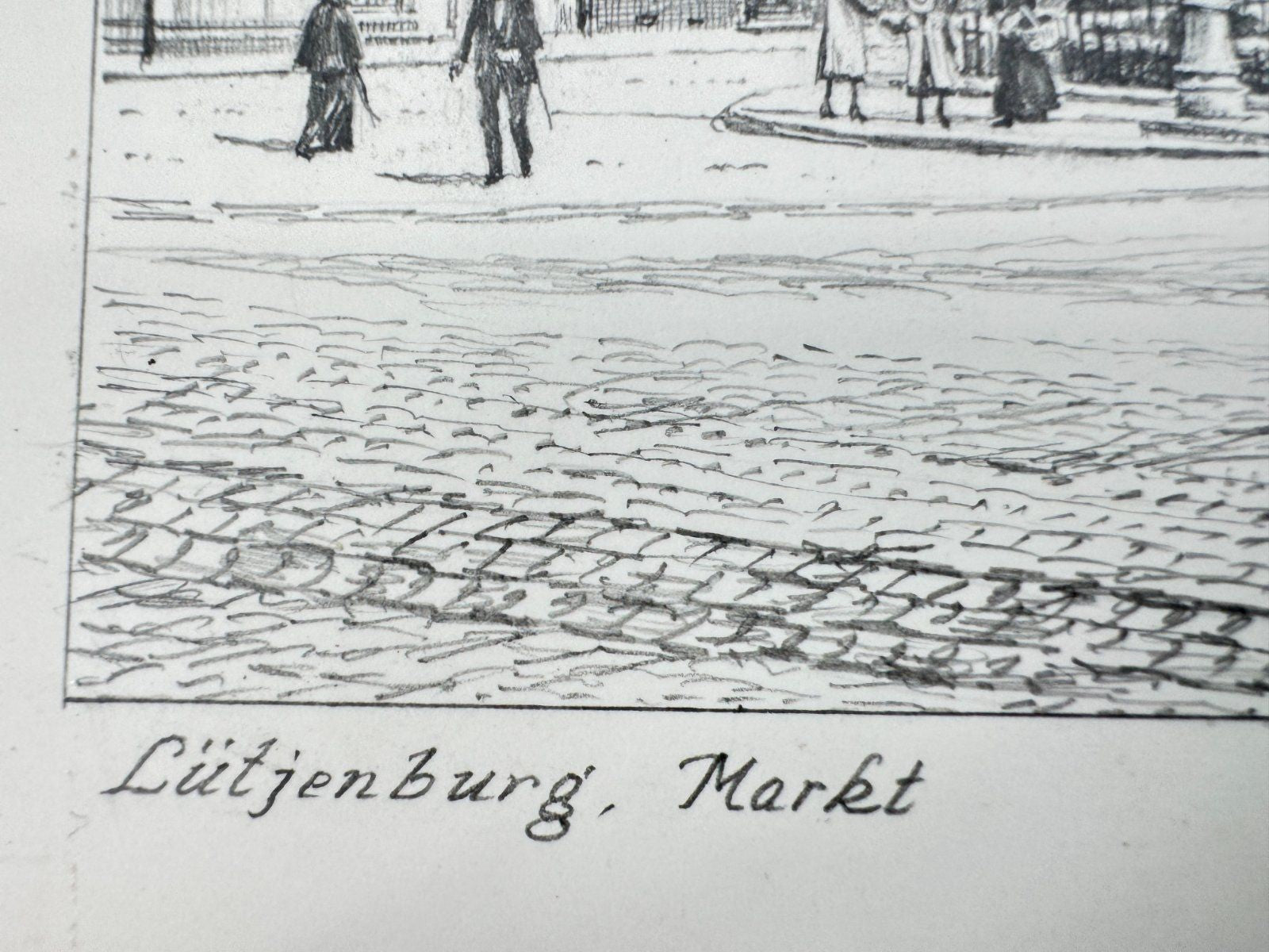 * HEINZ WEHLISCH ZEICHNUNG LÜTJENBURG MARKT UM 1912 ANSICHT SIGNI