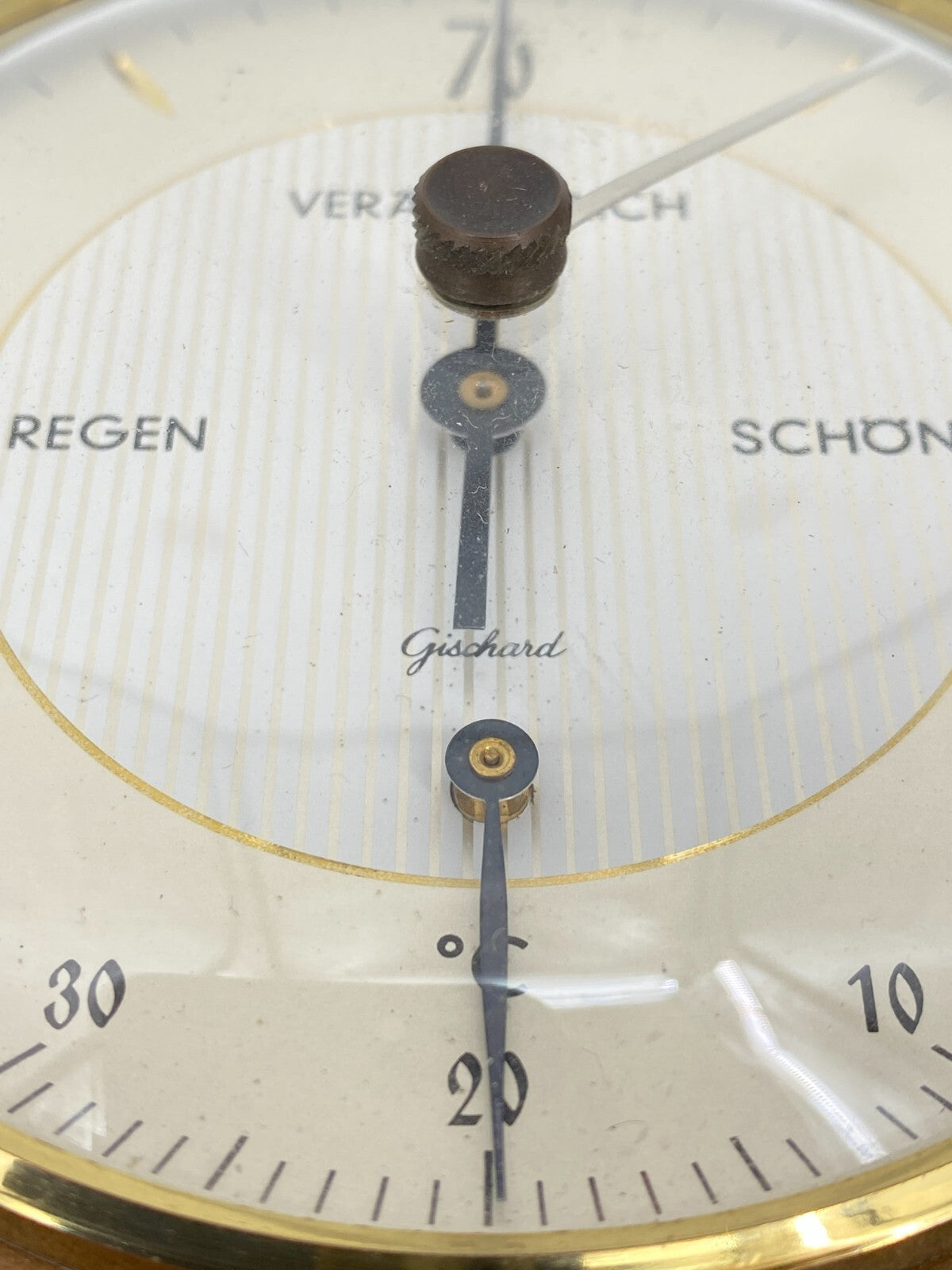 * WETTERSTATION 662 GISCHARD BAROMETER THERMOMETER HOLZ VINTAGE