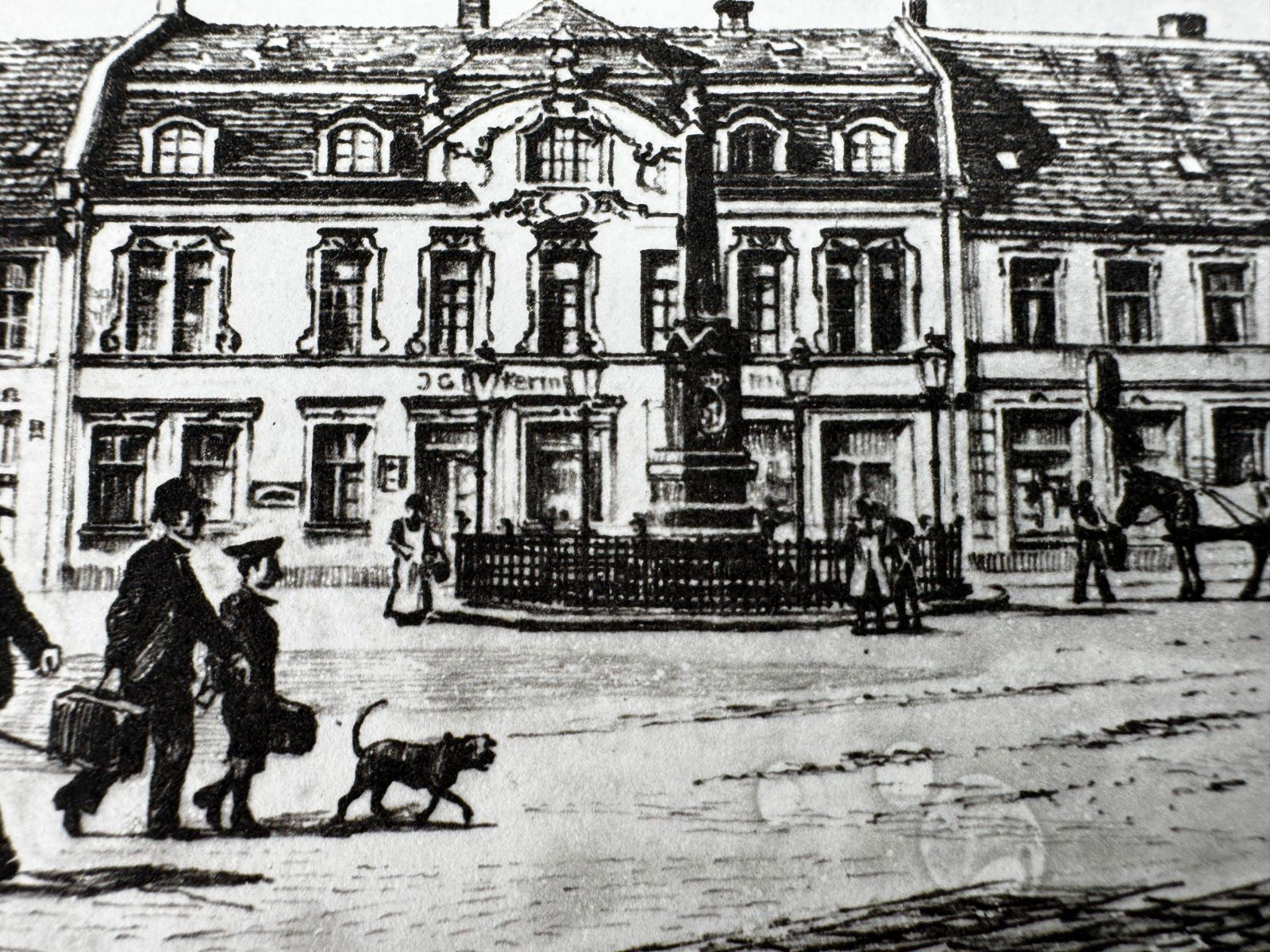 * HEINZ WEHLISCH ORIGINAL RADIERUNG AHAUS MARKT UM 1900 ANSICHT