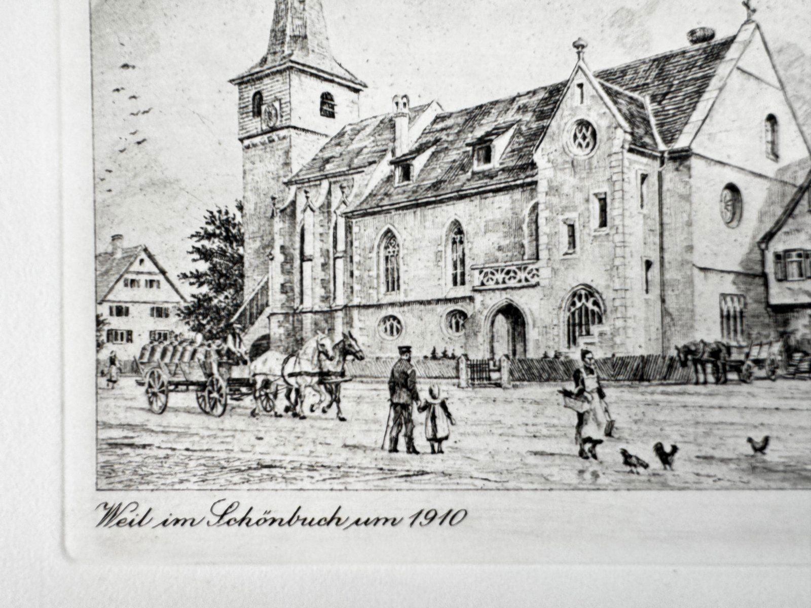 * HEINZ WEHLISCH ORIGINAL RADIERUNG WEIL IM SCHÖNBUCH UM 1910 ANSICHT