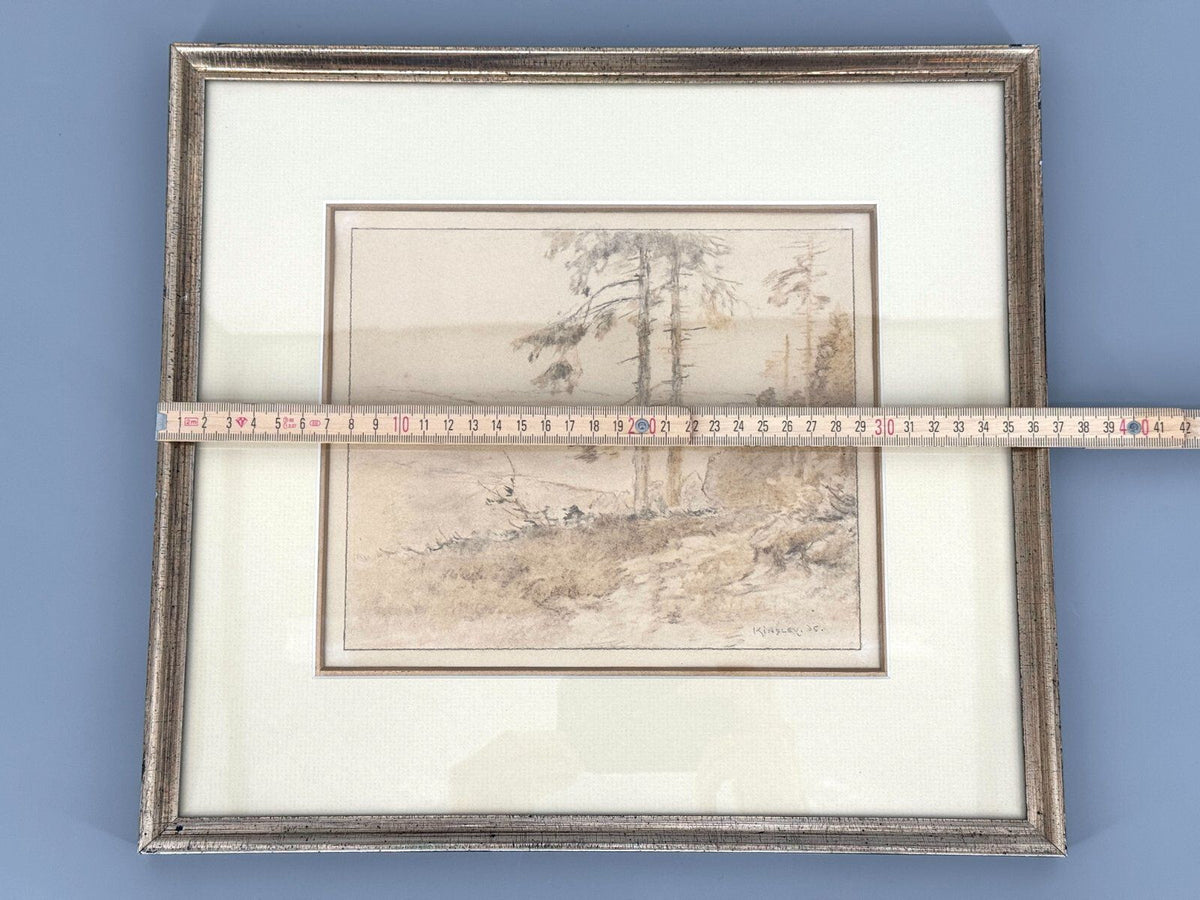 *ZEICHNUNG NELSON KINSLEY WALDLANDSCHAFT 1935 SIGNIERT GRAFIK