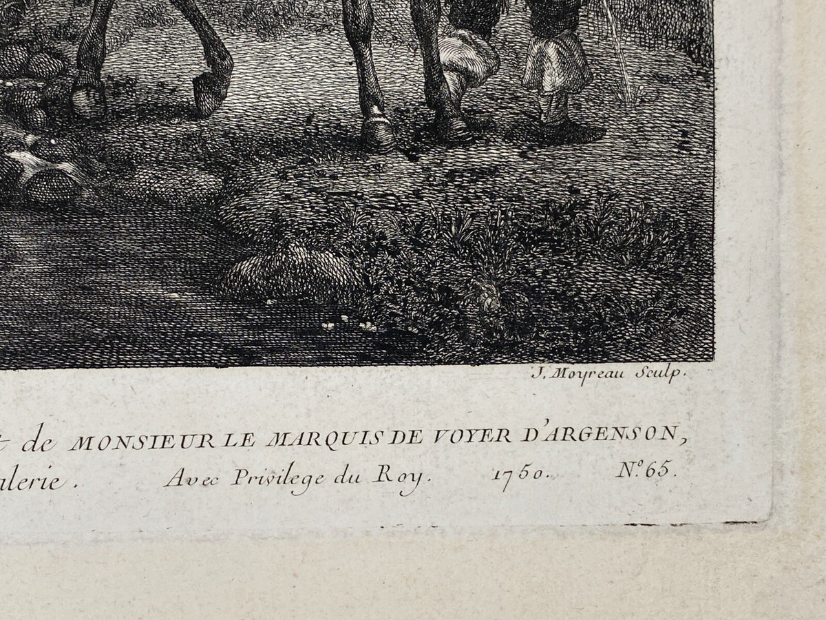 *RADIERUNG KUPFERSTICH JEAN MOYREAU WOUWERMAN LA FONTAINE DE VENUS 1750 BAROCK