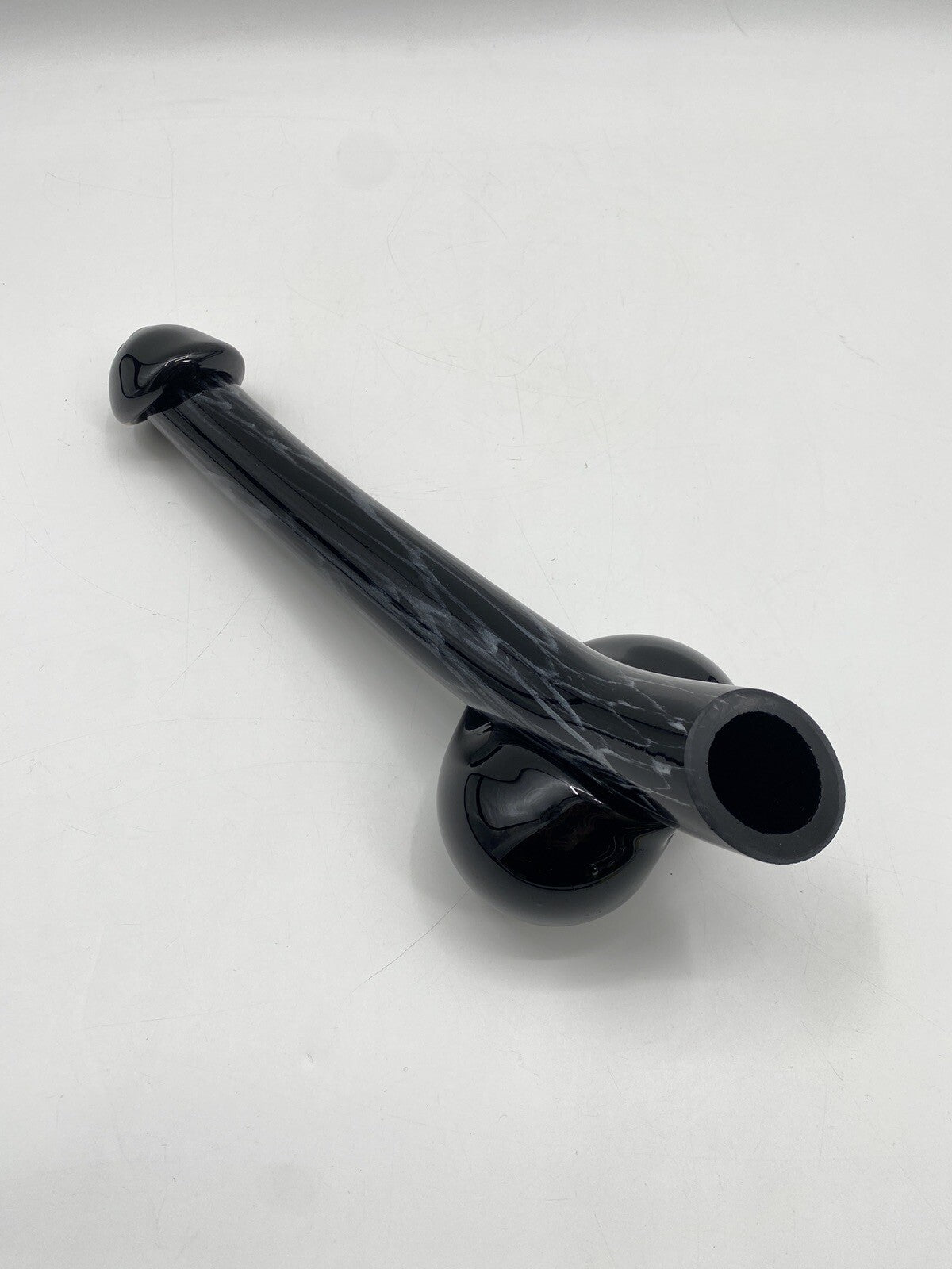 * GLAS VASE LIEGEND PHALLUS PENIS MARMORIERT HANDARBEIT MUNDGEBLASEN VINTAGE