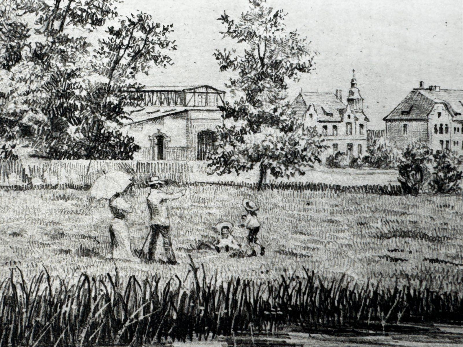 * HEINZ WEHLISCH ORIGINAL RADIERUNG UELZEN ILMENAU UM 1895 ANSICH