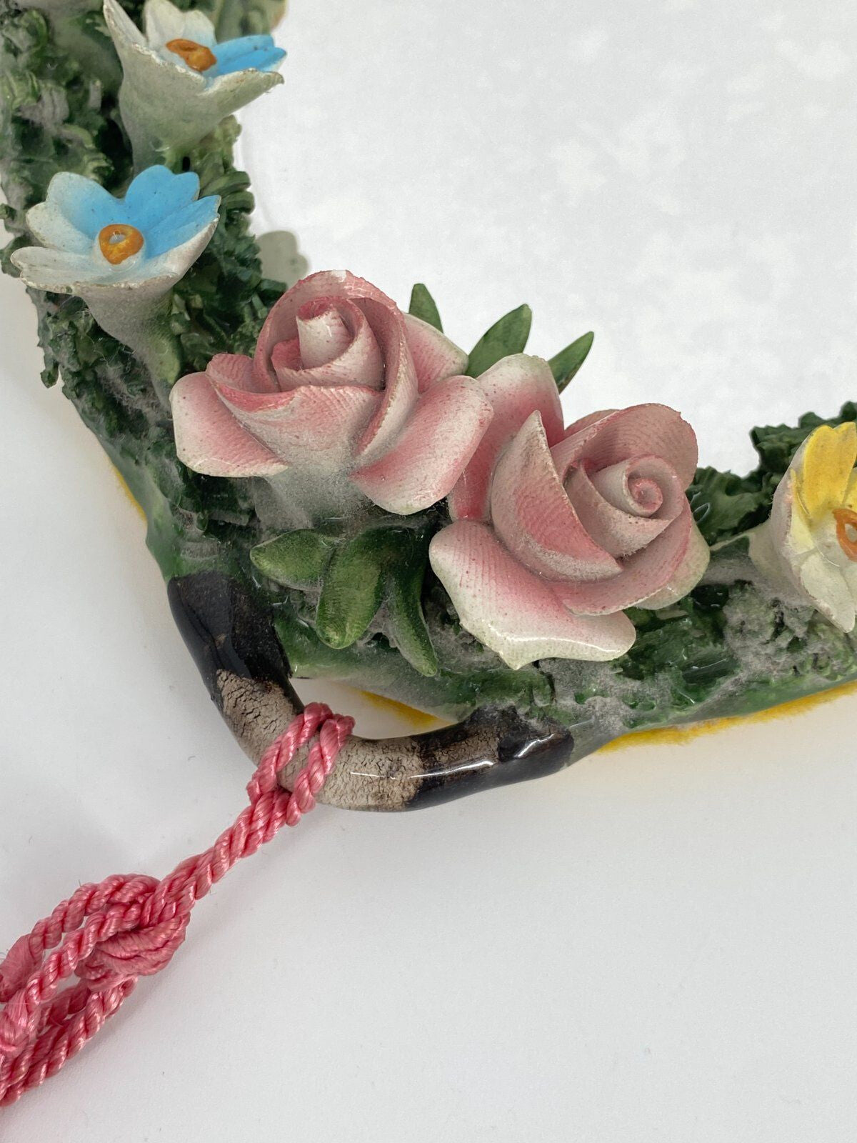 * KLEINER SPIEGEL OVAL PORZELLAN ROSEN BLÜTEN PRINZESSIN VINTAGE