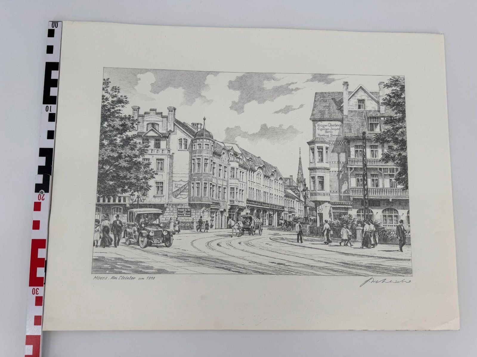 * HEINZ WEHLISCH ZEICHNUNG MOERS AM STEINTOR UM 1910 ANSICHT SIGN