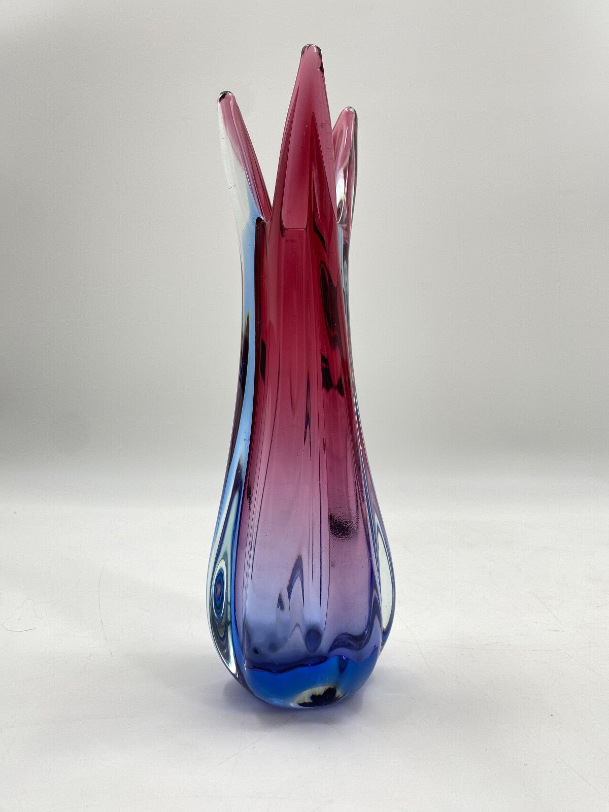 * MURANO GLAS VASE ITALIEN MID CENTURY SOMMERSO LILA ROSA MAGENTA