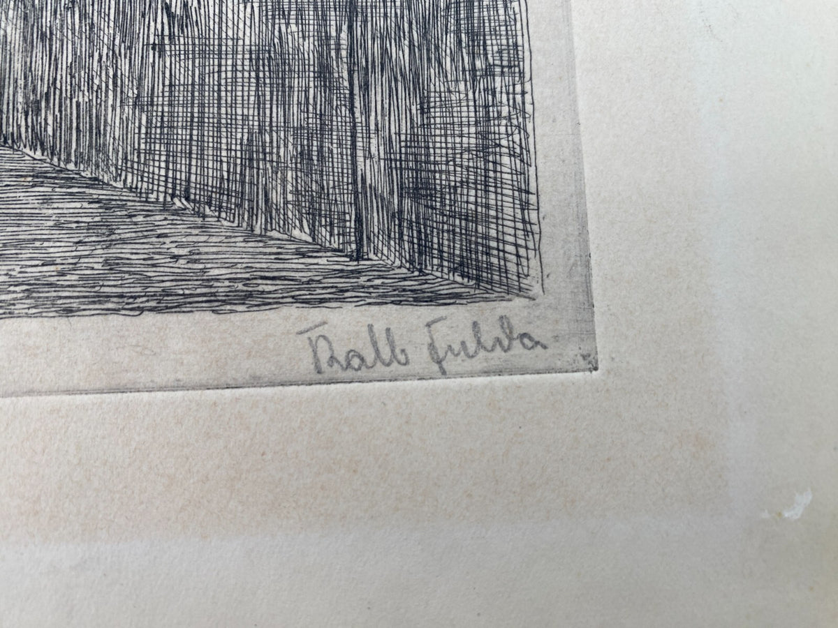 *RADIERUNG FULDA PAULUSTOR STADTTOR ORIGINAL ANTIK SIGNIERT