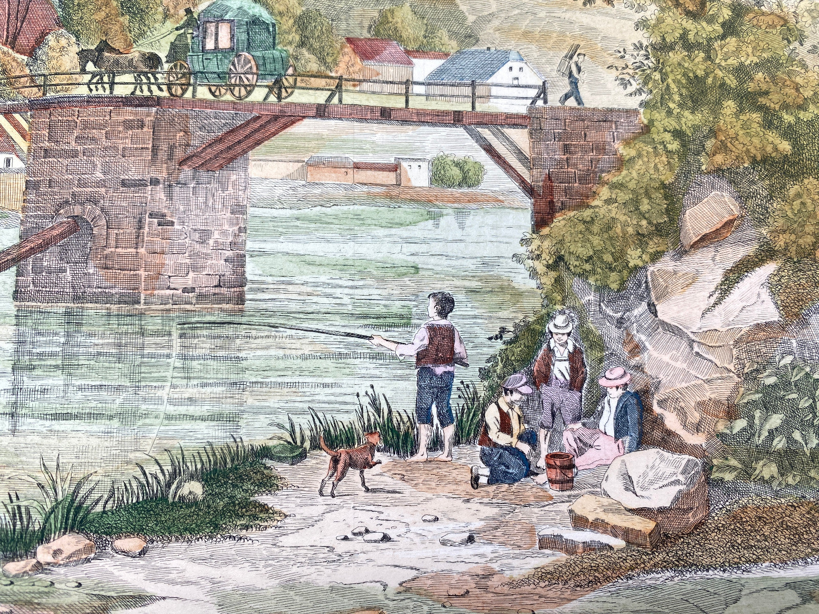DEUTSCHER KÜNSTLER HEINZ WEHLISCH RADIERUNG KOLORIERT BURG AN DER WUPPER 1840