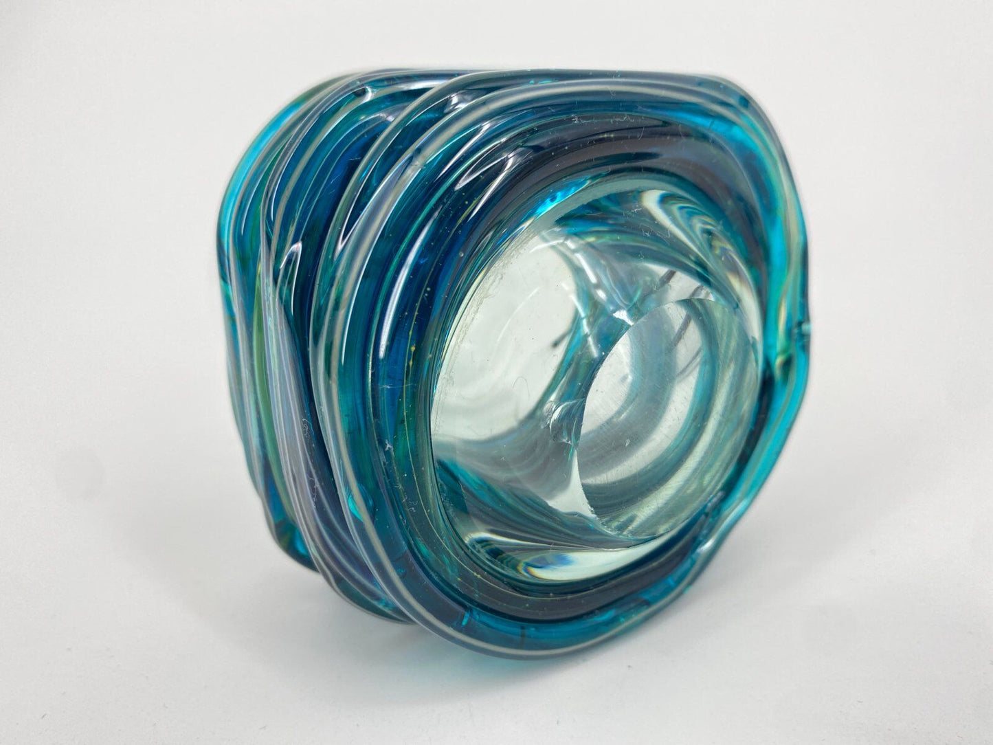 * GLASVASE MDINA GLASS MICHAEL HARRIS MID CENTURY 1970ER BLAU