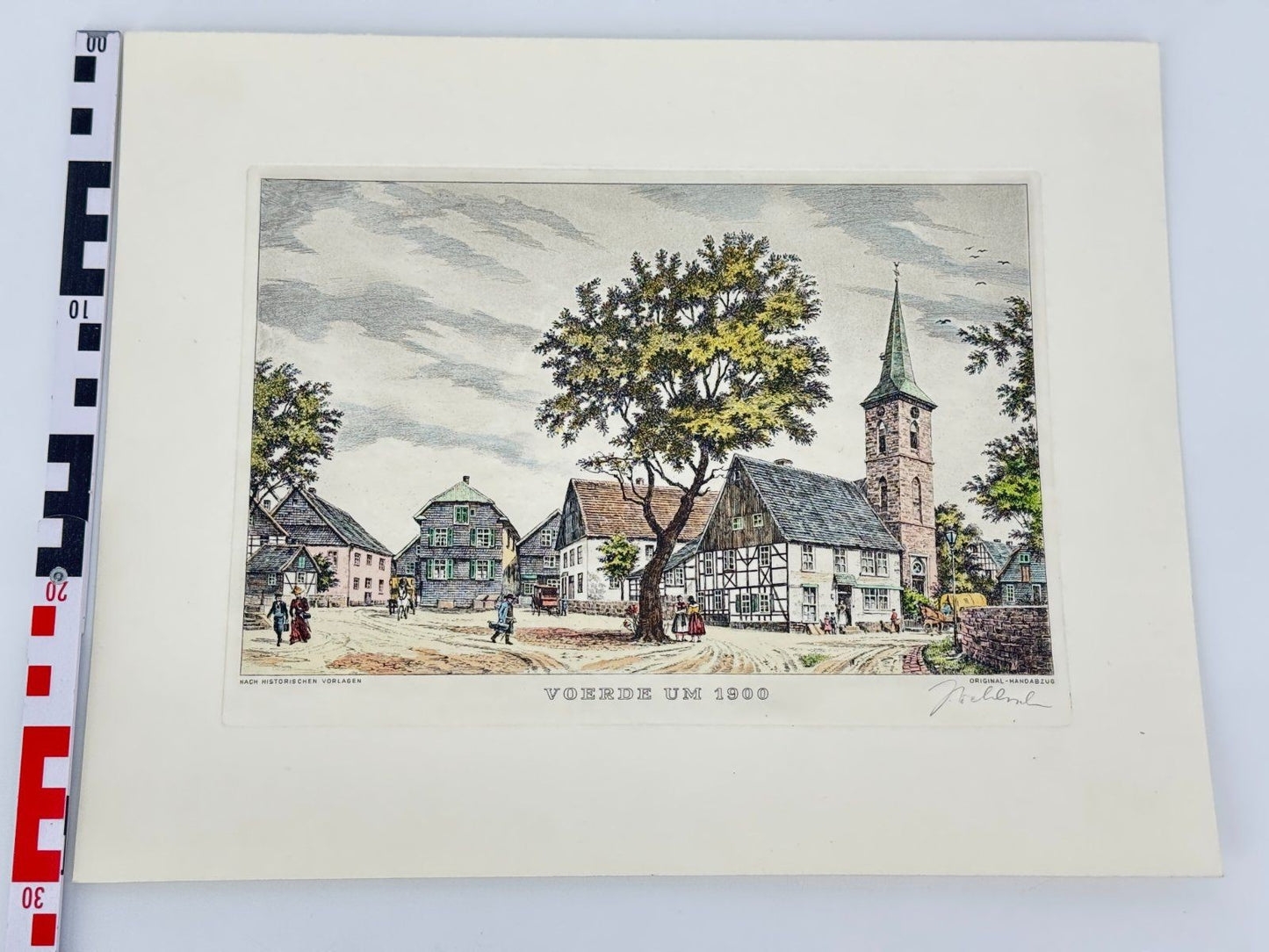 * HEINZ WEHLISCH RADIERUNG VOERDE UM 1900 ANSICHT SIGNIERT