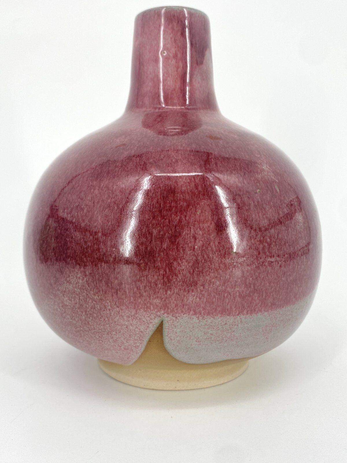 * STUDIOKERAMIK BAUCHIGE VASE WEINROT MINT VINTAGE 17,5CM MIDCENTURY