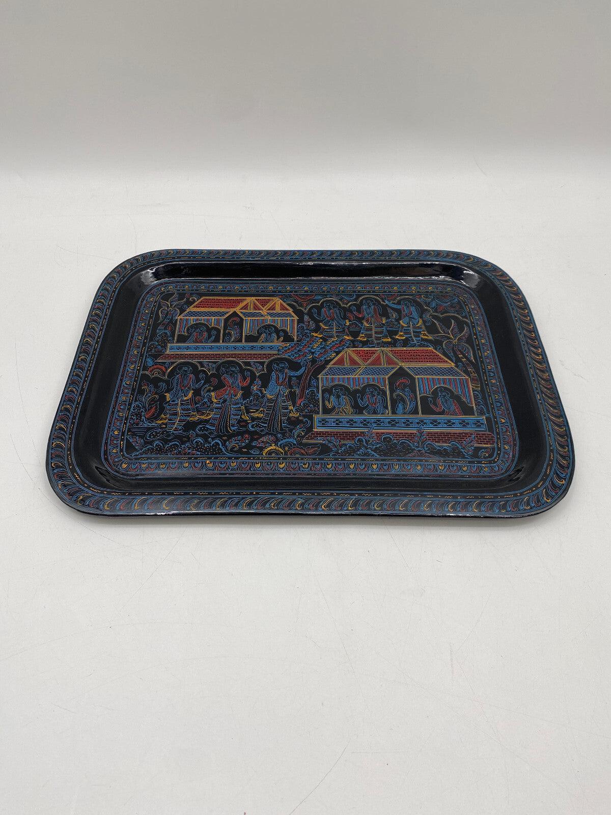 * TABLETT QUADRATISCH BURMESISCH MYANMAR BAMBUS LACKARBEIT LAQUERWARE