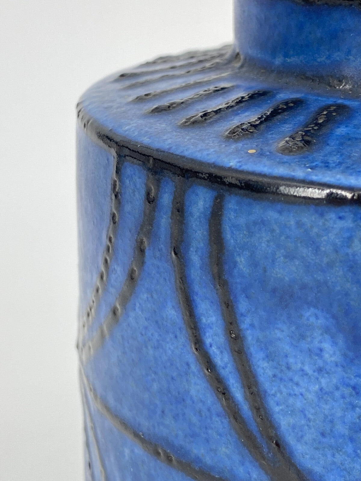 * KERAMIK VASE CARSTENS 1264-16 BLAU SCHWARZ BRAUN 60ER MID CENTURY VINTAGE 15CM