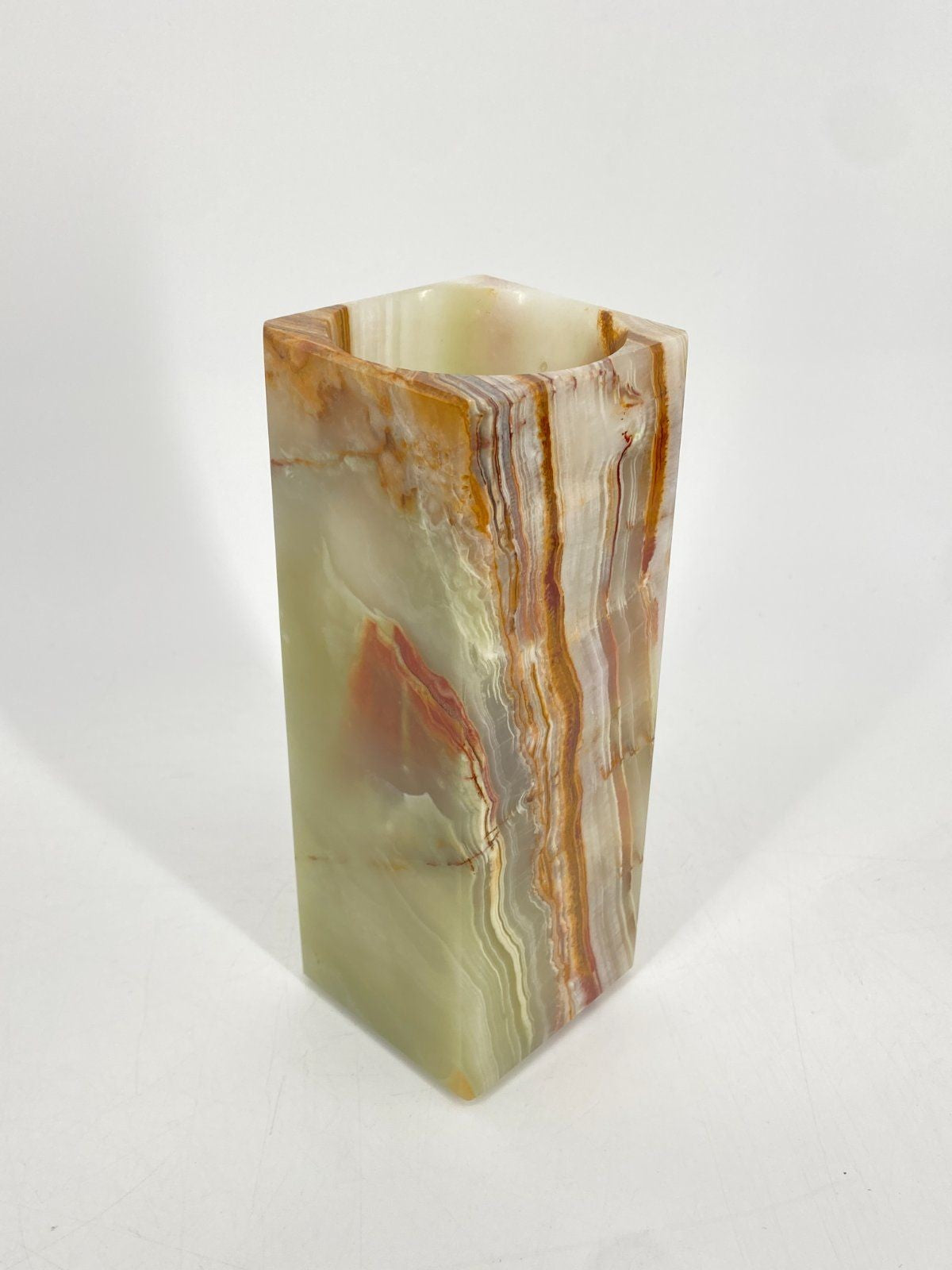 * BLOCKVASE ONYX MARMOR VASE QUADRATISCH STEIN VINTAGE 70ER