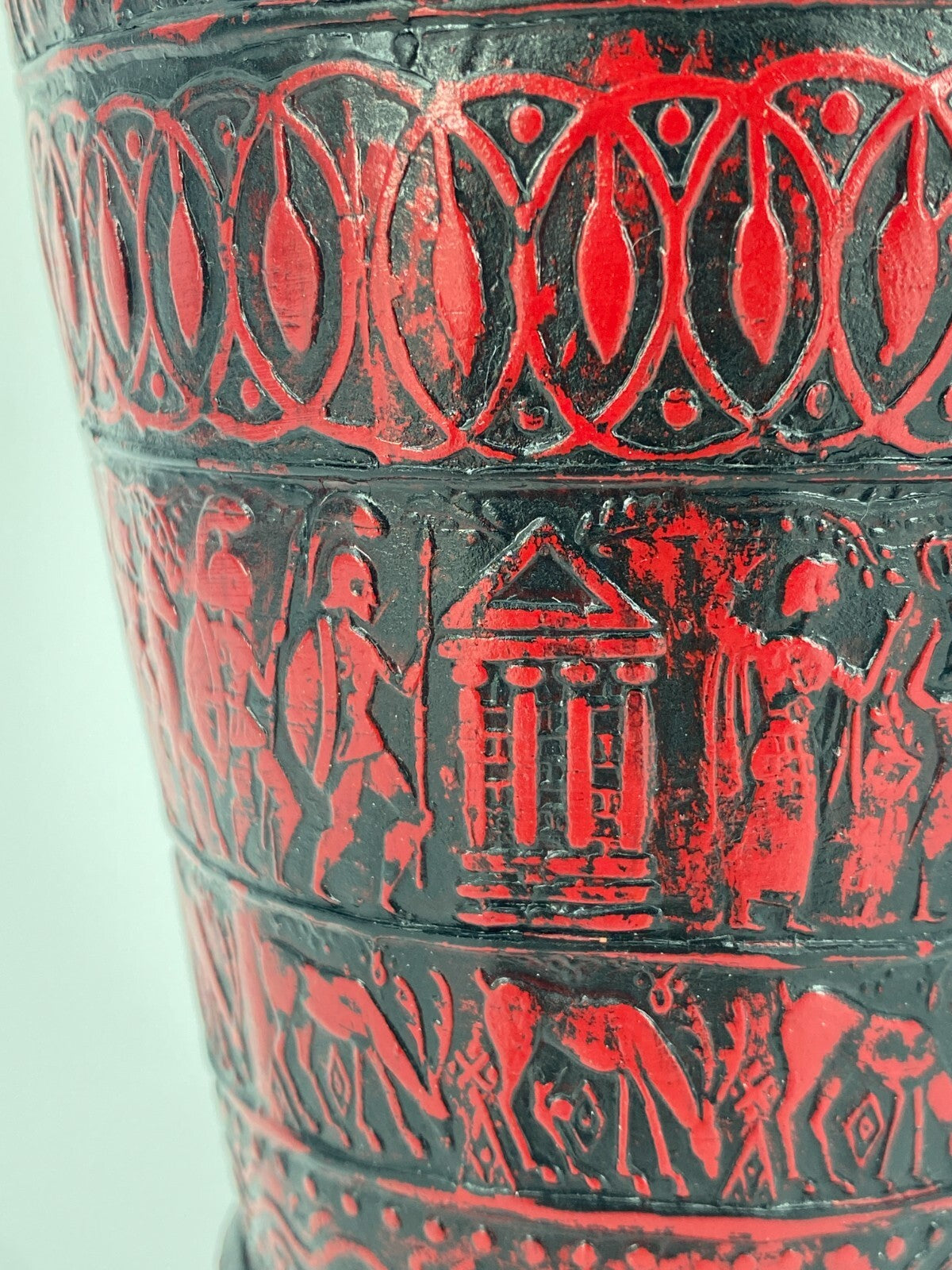 * 2x GRIECHISCHE KERAMIK VASEN RELIEF VASE SAVAS RHODES TÜRKIS ROT