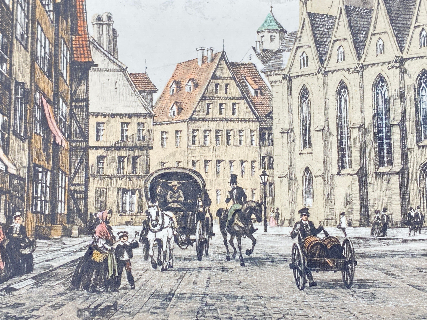 HEINZ WEHLISCH RADIERUNG AEGIDIENKIRCHE HANNOVER 1840 ORIGINAL HANDSIGNIERT