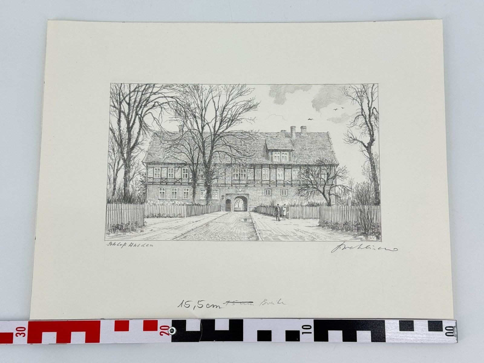 * HEINZ WEHLISCH ZEICHNUNG SCHLOß AHLDEN ANSICHT SIGNIERT