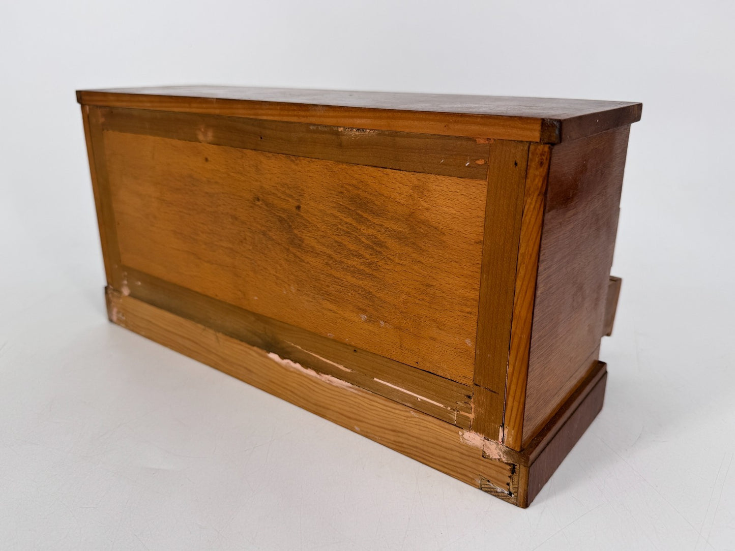 * SCHMUCK SCHRÄNKCHEN SCHATULLE BOX HOLZ ANTIK TEAK FURNIER VINTAGE
