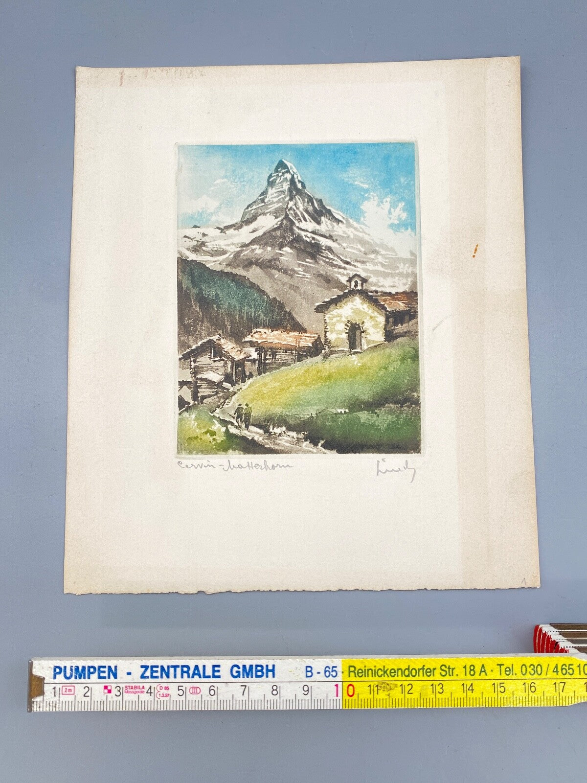 MATTERHORN DRUCK AQUARELL HANDABZUG EDITEURS ZURICH 18x 21 cm