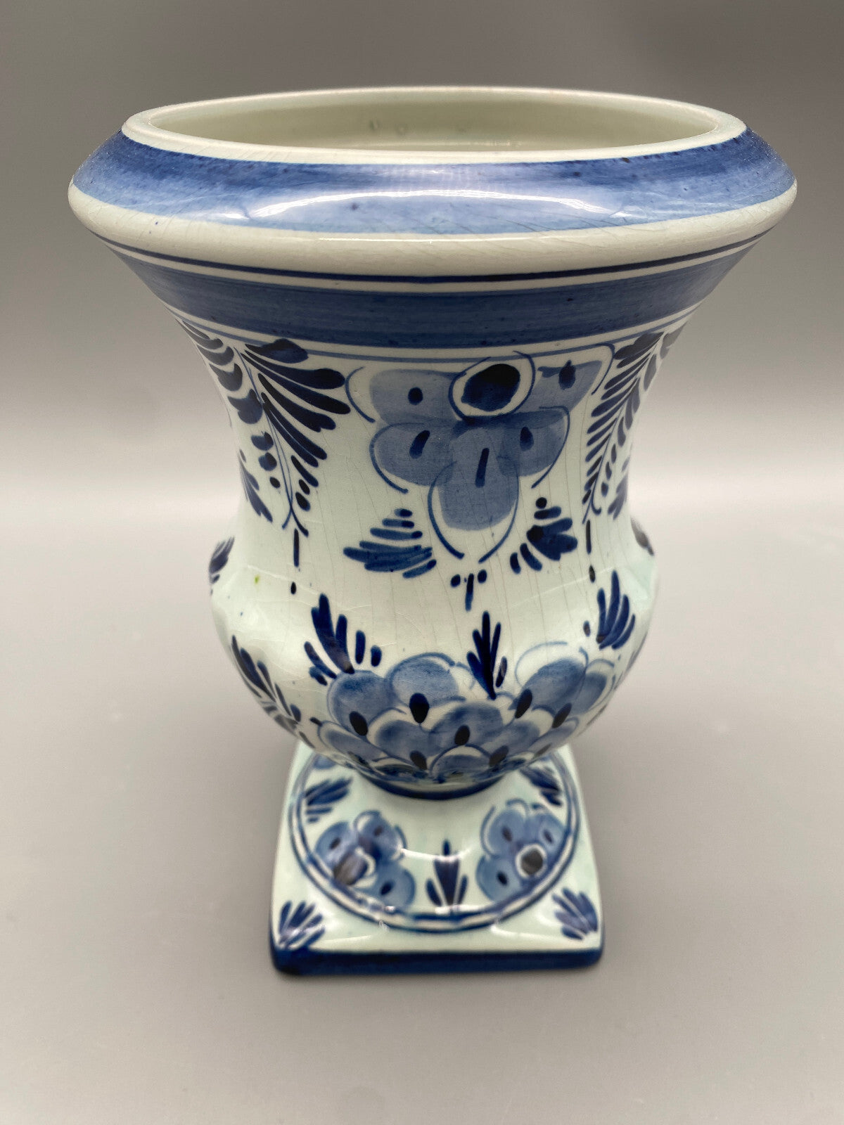 ALTE DELFTER PORZELLAN VASE BLUMENVASE HOLLAND HANDBEMALT 1950ER JAHRE