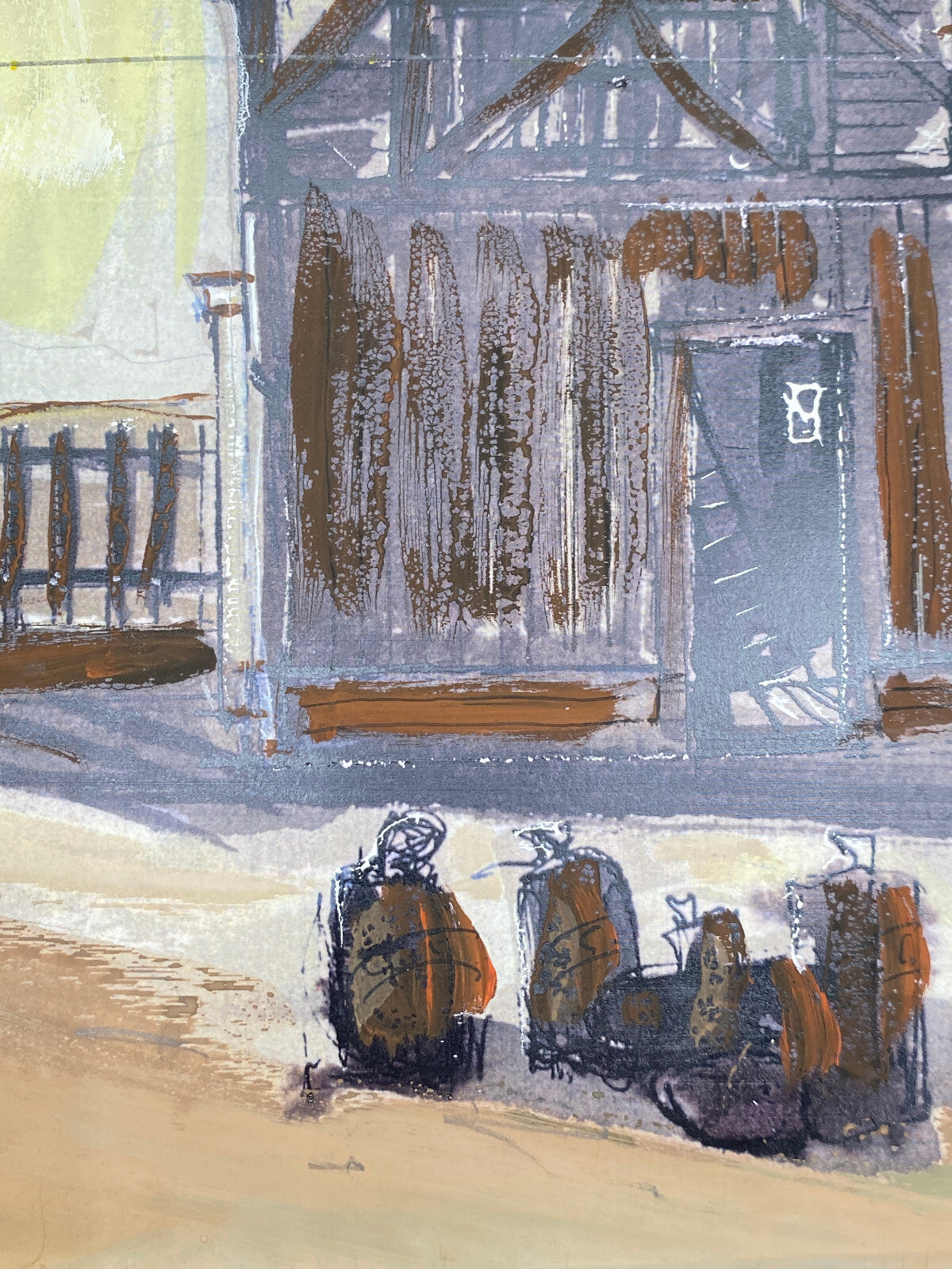 * BILD ACRYL ÖL GEMÄLDE ROMAN WEYL MARSKI URAUFFÜHRUNG 1966 BÜHNENBILD VINTAGE