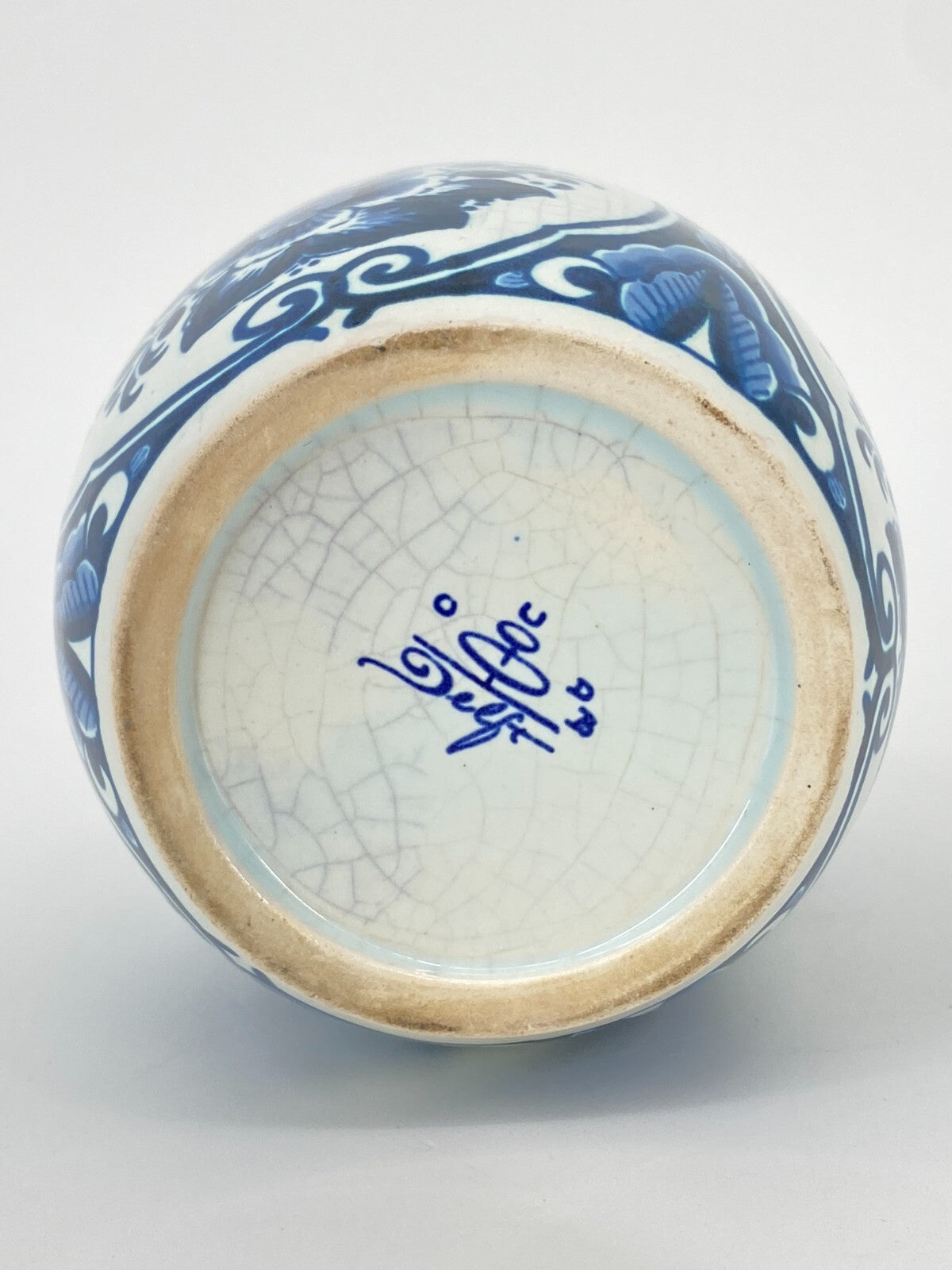 * OUD DELFT KERAMIK DECKEL DOSE VASE BLAUMALEREI BLAU WEIß BLUMEN 12CM