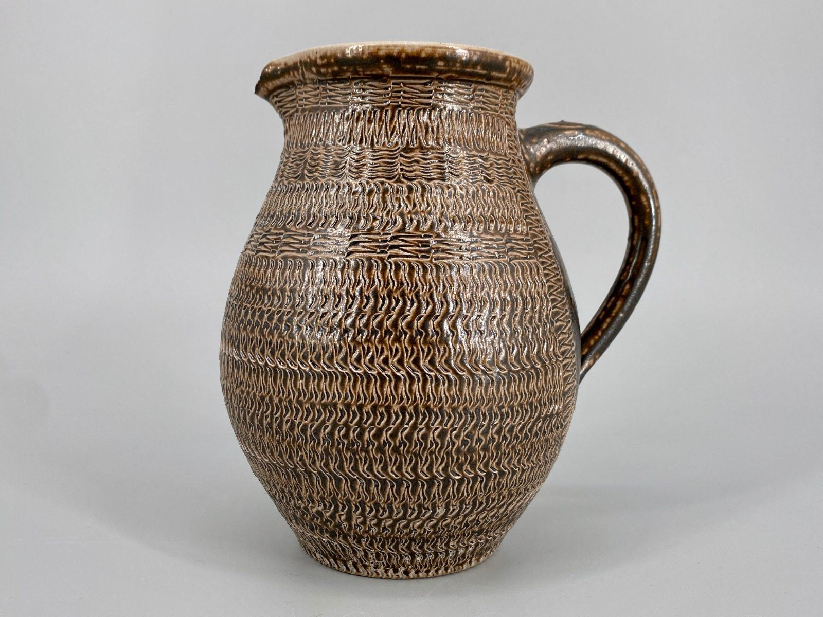 * VASE KRUG KARAFFE STUDIO KERAMIK BRAUN GEMUSTERT RUSTIKAL VINTA