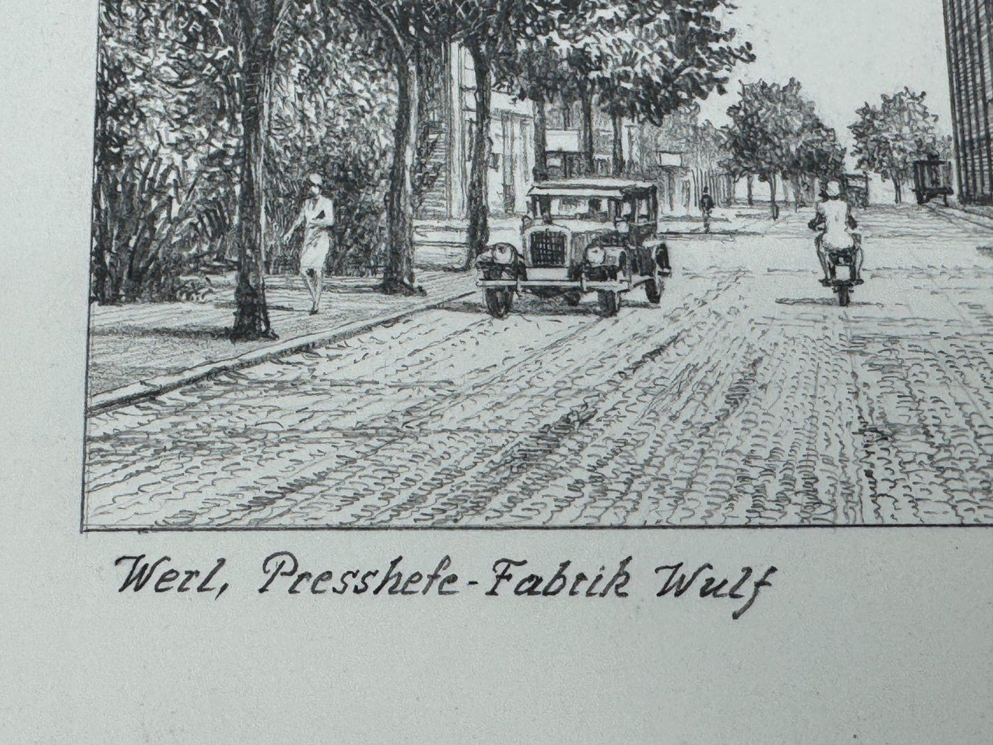 * HEINZ WEHLISCH ZEICHNUNG WERL PRESSHEFE FABRIK WULF ANSICHT