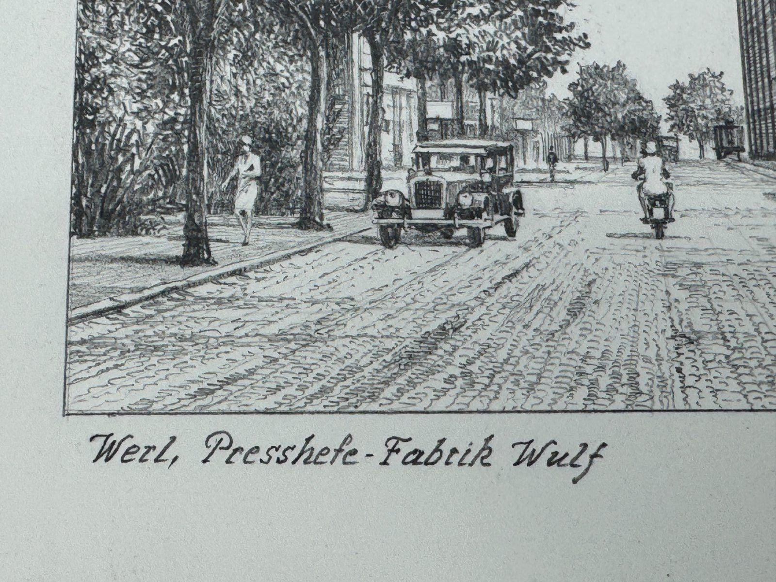 * HEINZ WEHLISCH ZEICHNUNG WERL PRESSHEFE FABRIK WULF ANSICHT