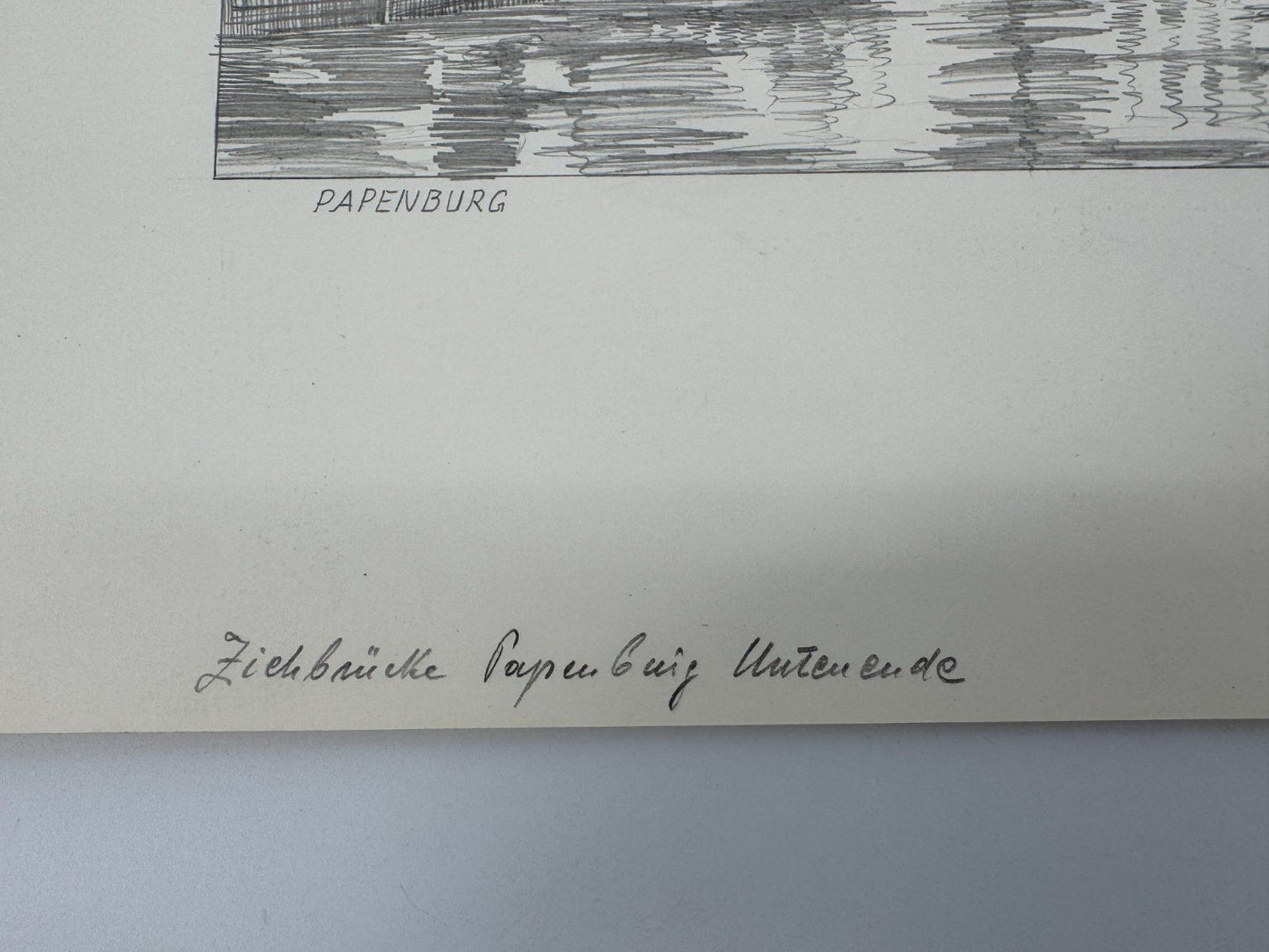 * HEINZ WEHLISCH ZEICHNUNG PAPENBURG ZUGBRÜCKE ANSICHT SIGNIERT