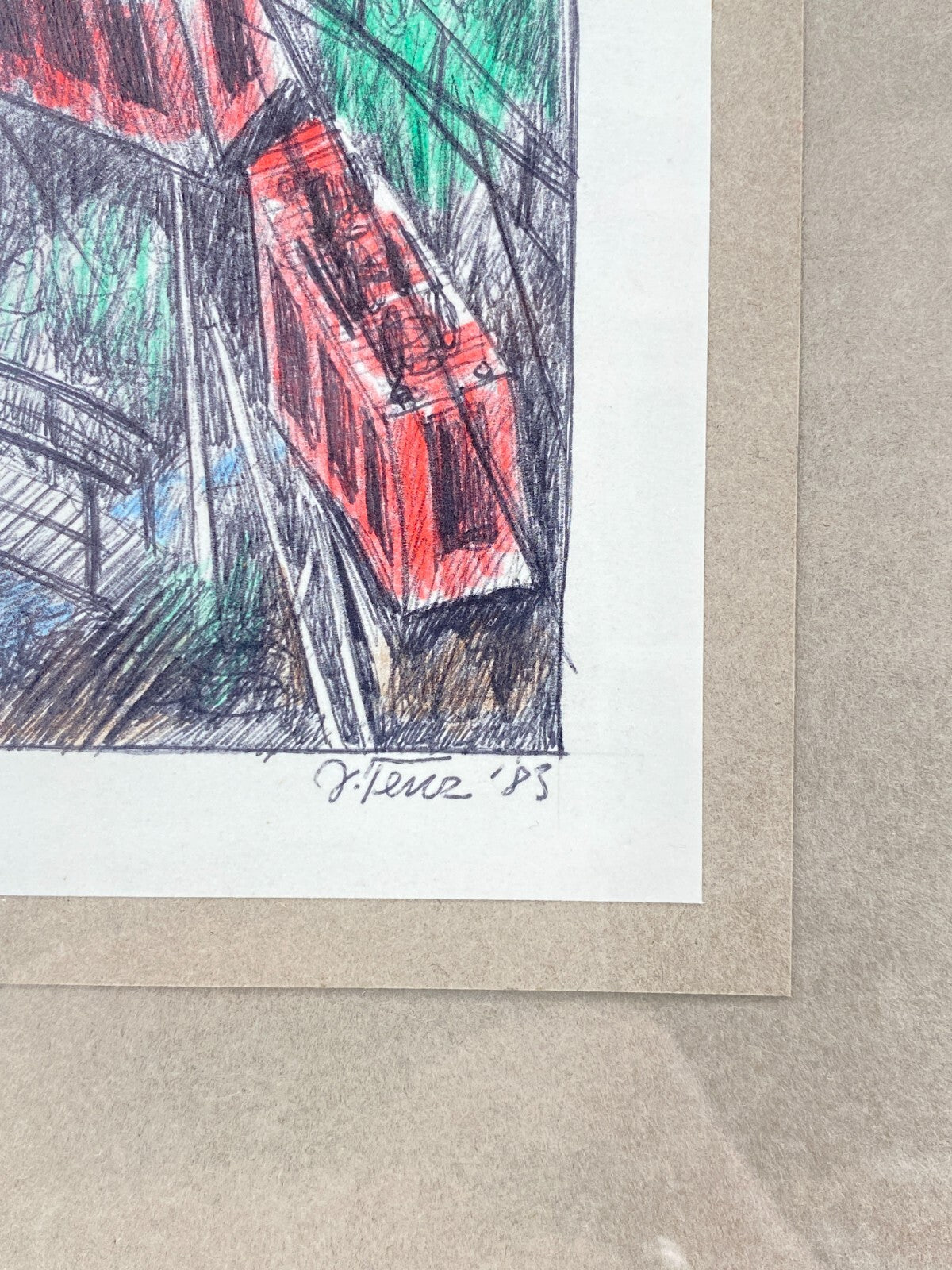 * ORIGINAL DRUCK RADIERUNG KUNSTWERK JÜRGEN TENZ BILD KUNST 1985