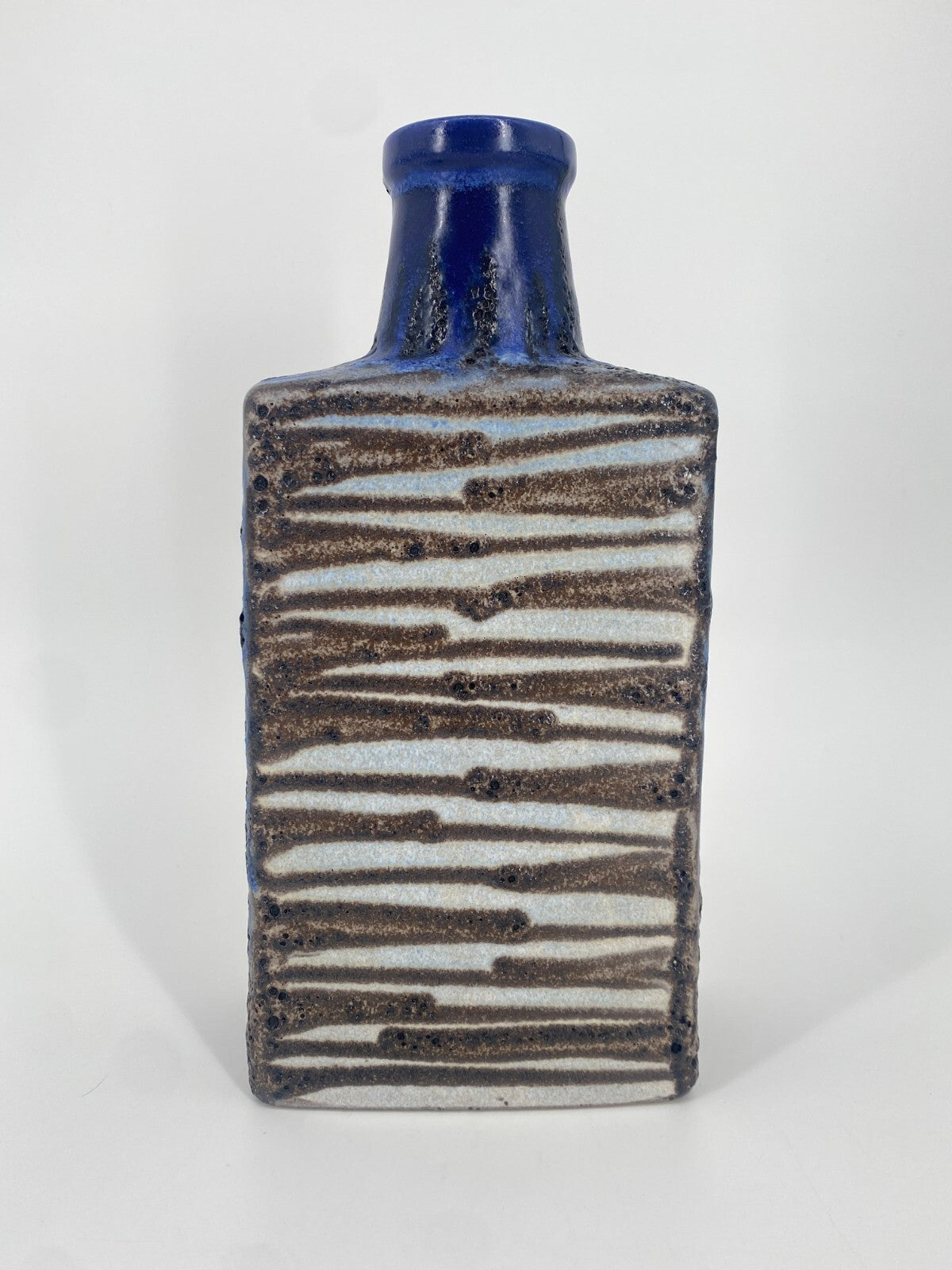 * SCHEURICH FAT LAVA VASE BLAU MID CENTURY 70ER STUDIOKERAMIK 30CM