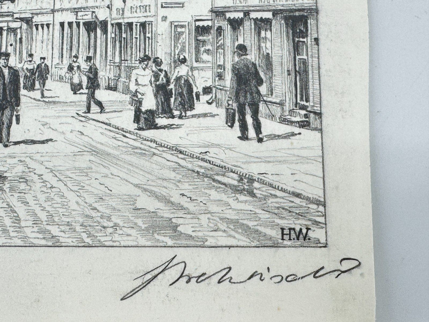 * HEINZ WEHLISCH ZEICHNUNG WERDAU SACHSEN MARKPLATZ ANSICHT SIGNI