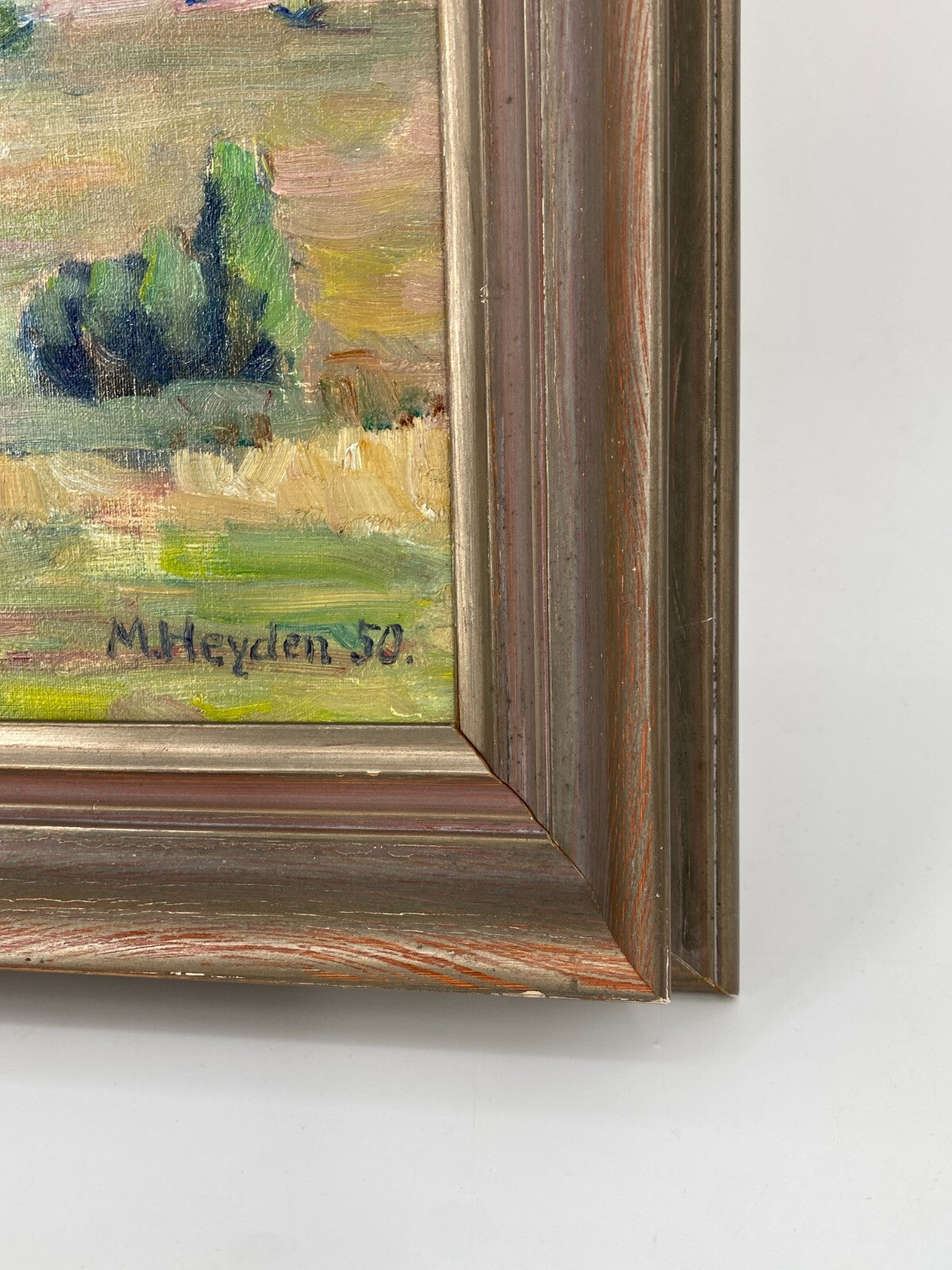 * ÖLGEMÄLDE LANDSCHAFT M. HEYDEN SIGNIERT 1950 50ER GERAHMT VINTAGE