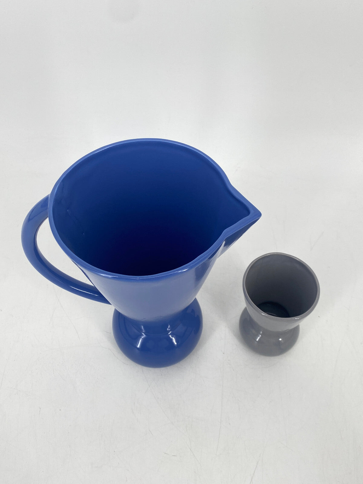 * KERAMIK 80ER JAHRE KRUG KARAFFE VASE BLAU GRAU VINTAGE POST MODERN