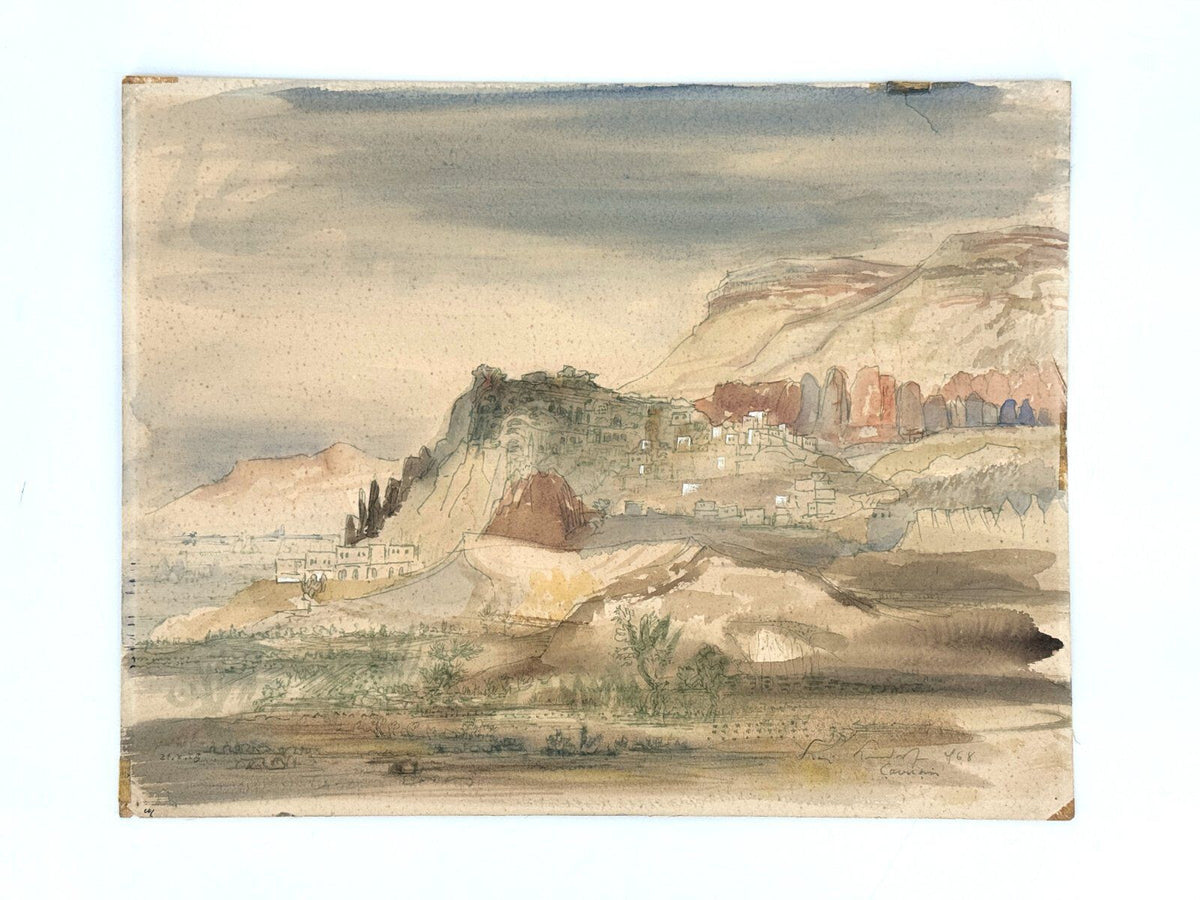 * GEMÄLDE AQUARELL LANDSCHAFT ITALIEN 1968 SIGNIERT UNIKAT